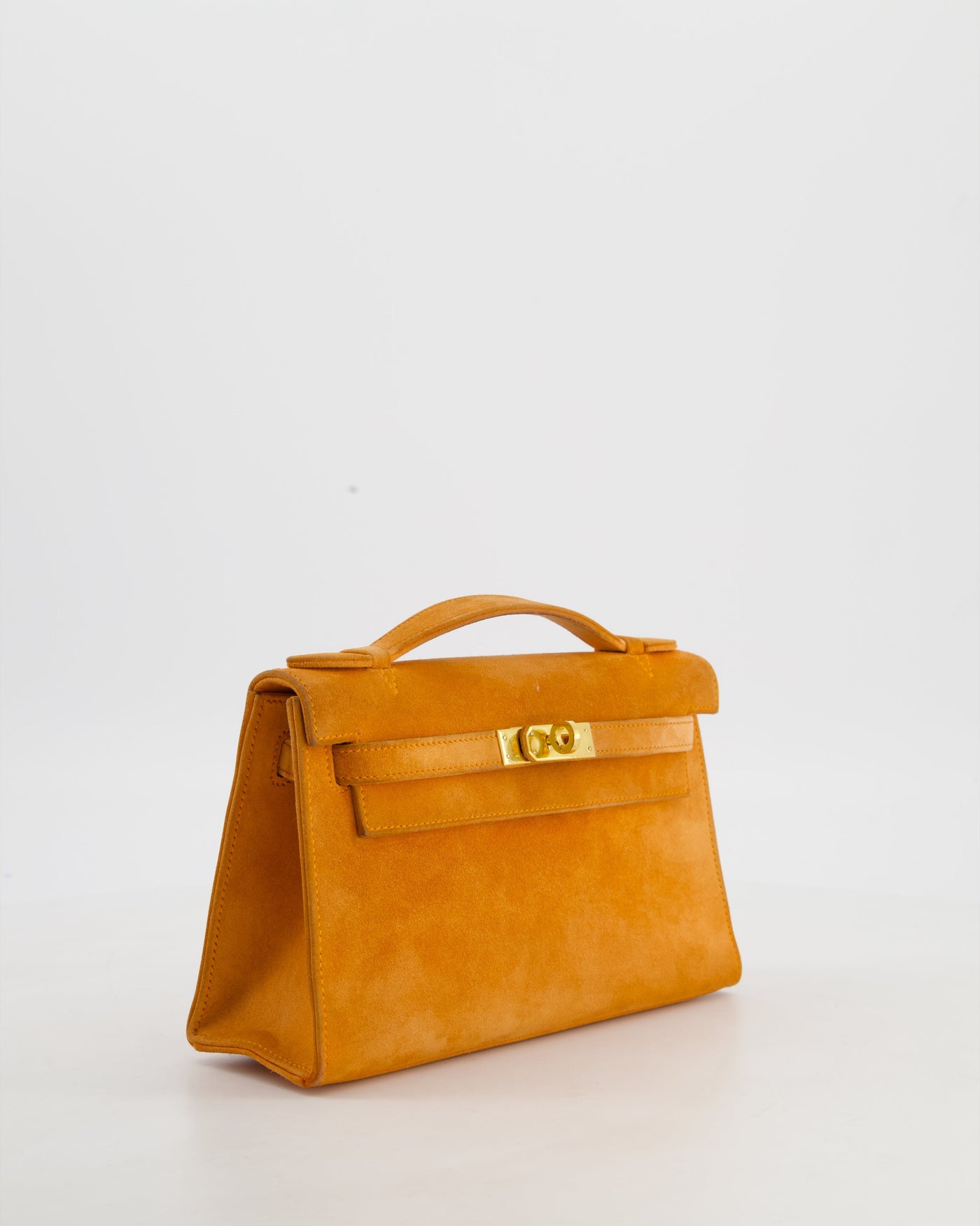 Hermes Mini Kelly Pochette Bag in Orange Veau Doblis Leather with Gold Hardware - Product Image 4