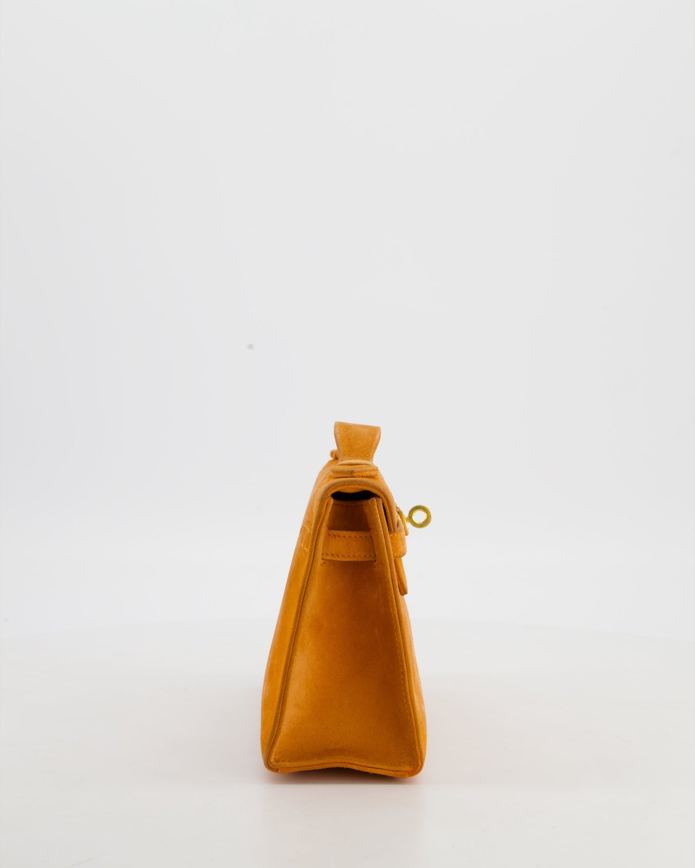 Hermes Mini Kelly Pochette Bag in Orange Veau Doblis Leather with Gold Hardware - Product Image 5