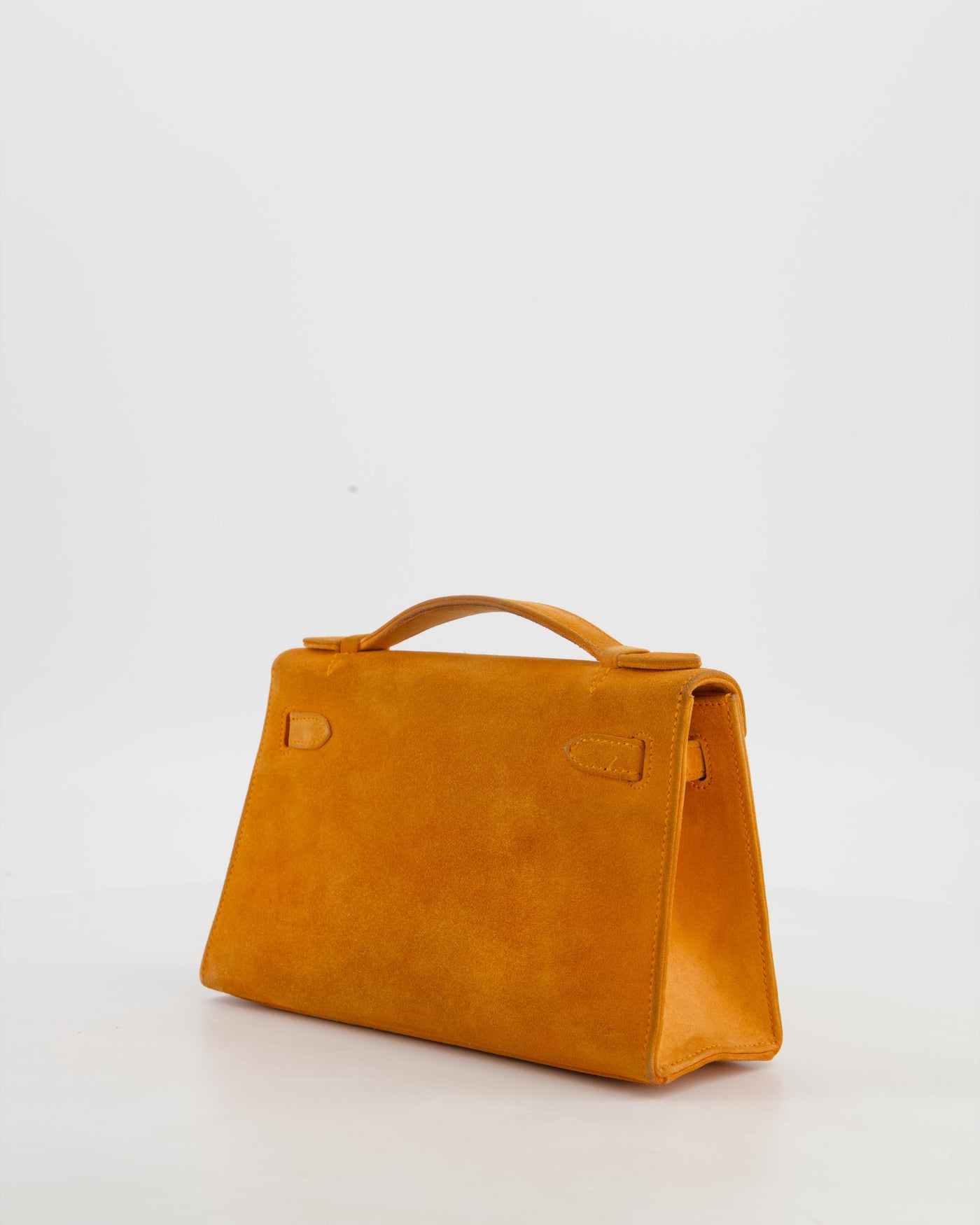 Hermes Mini Kelly Pochette Bag in Orange Veau Doblis Leather with Gold Hardware - Product Image 6