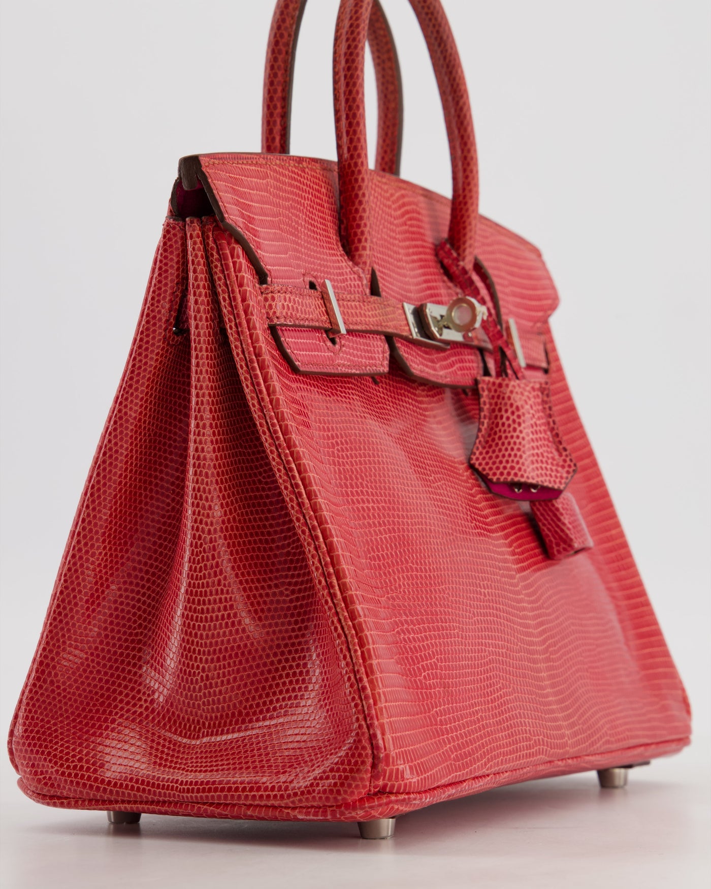 *HOT* Hermes Birkin 25 Verso Retourne Bag in Bougainvillea Lizard Niloticus Leather, Rose Shocking Interior with Palladium Hardware - Product Image 10