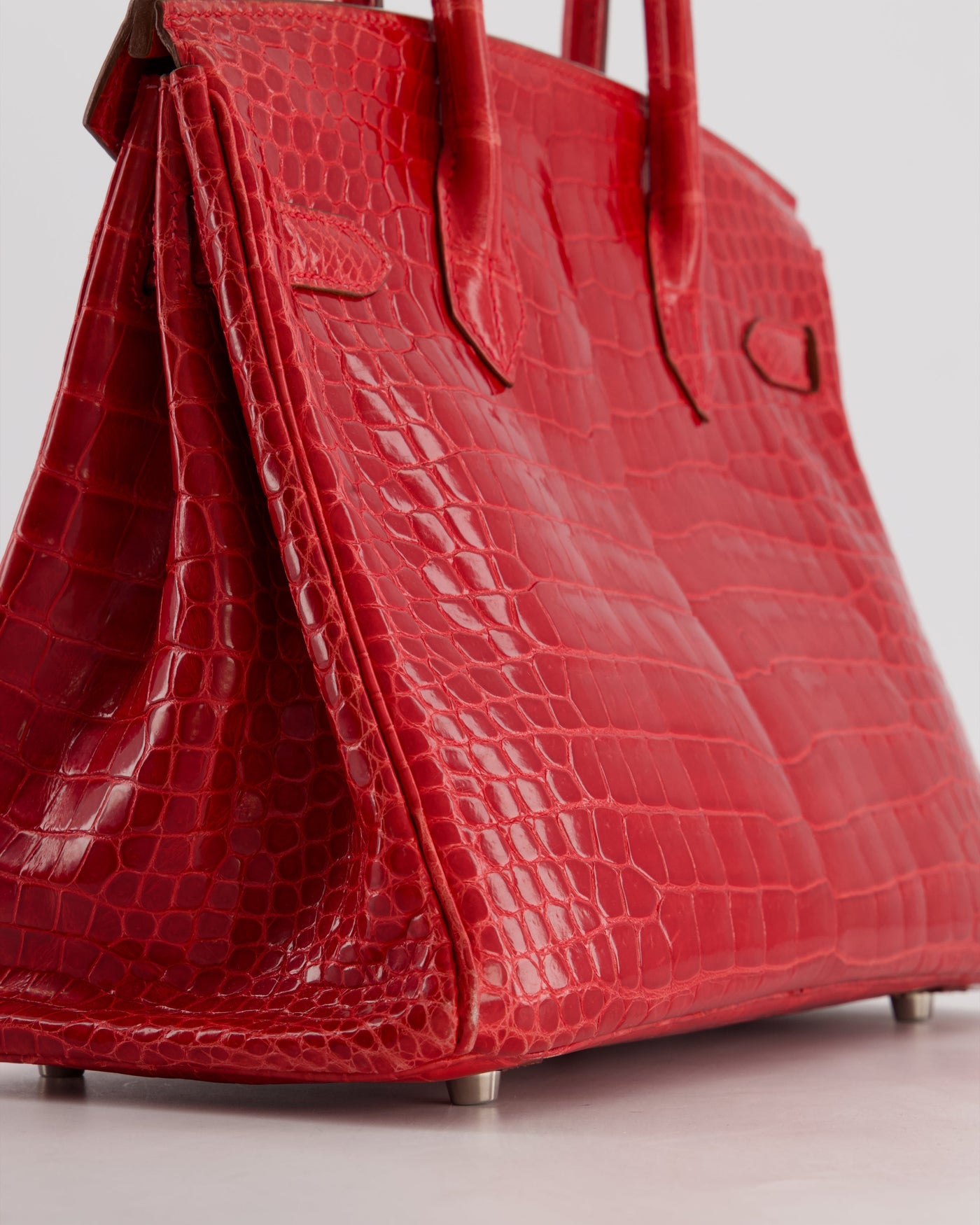 Hermes Birkin 30 Retourne Bag in Braise Shiny Porosus Crocodile Leather with Palladium Hardware - Product Image 12