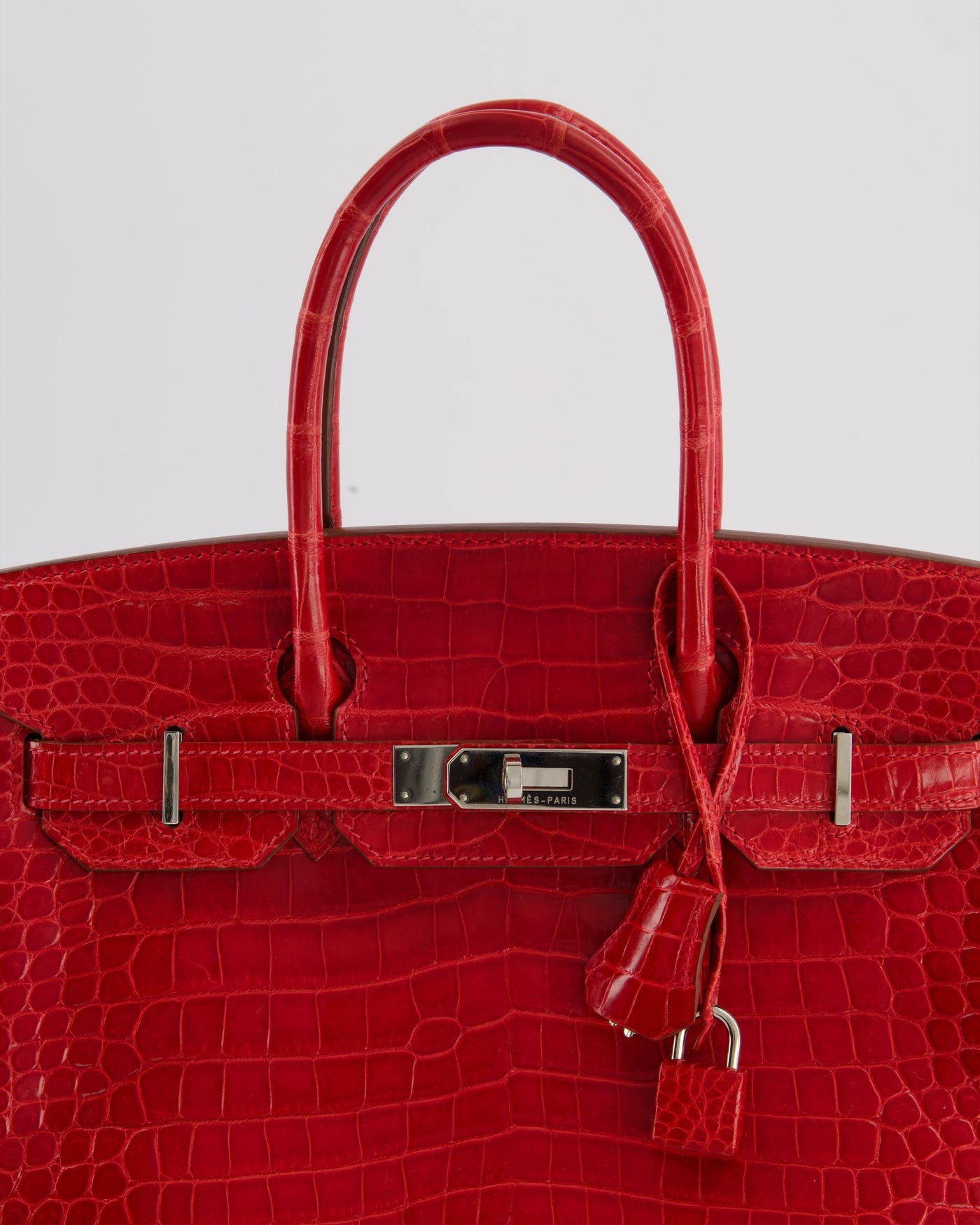 Hermes Birkin 30 Retourne Bag in Braise Shiny Porosus Crocodile Leather with Palladium Hardware - Product Image 13