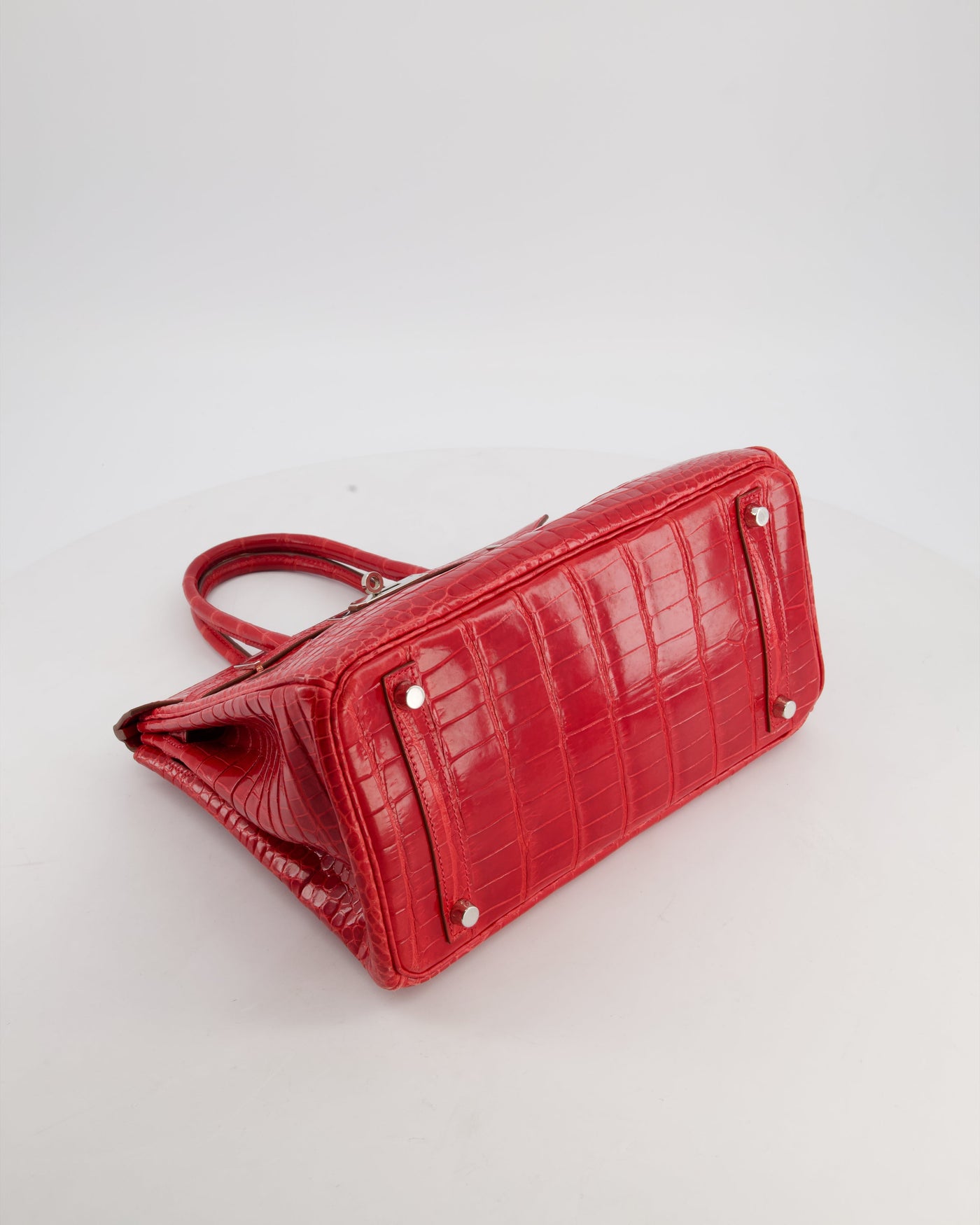 Hermes Birkin 30 Retourne Bag in Braise Shiny Porosus Crocodile Leather with Palladium Hardware - Product Image 17