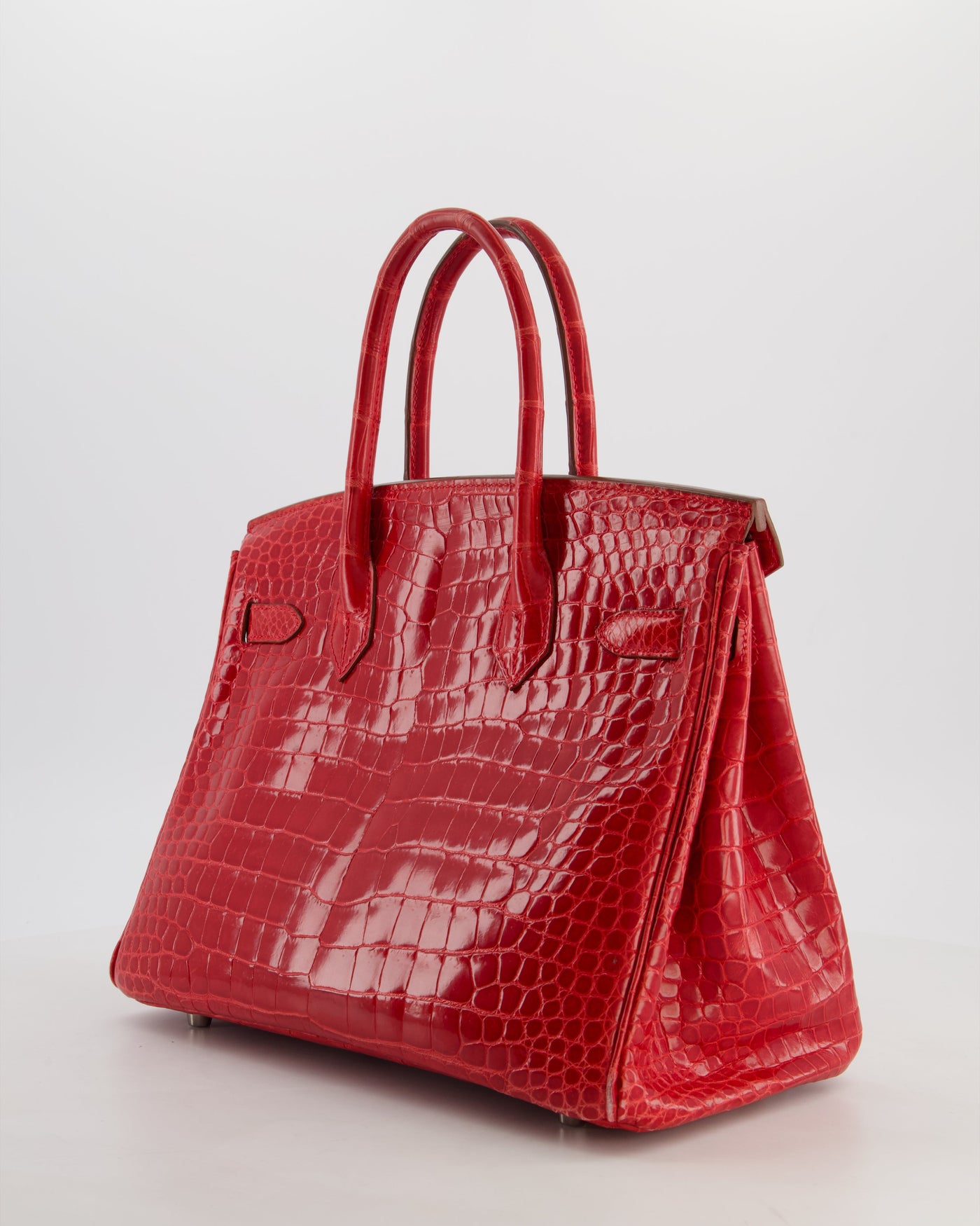 Hermes Birkin 30 Retourne Bag in Braise Shiny Porosus Crocodile Leather with Palladium Hardware - Product Image 4