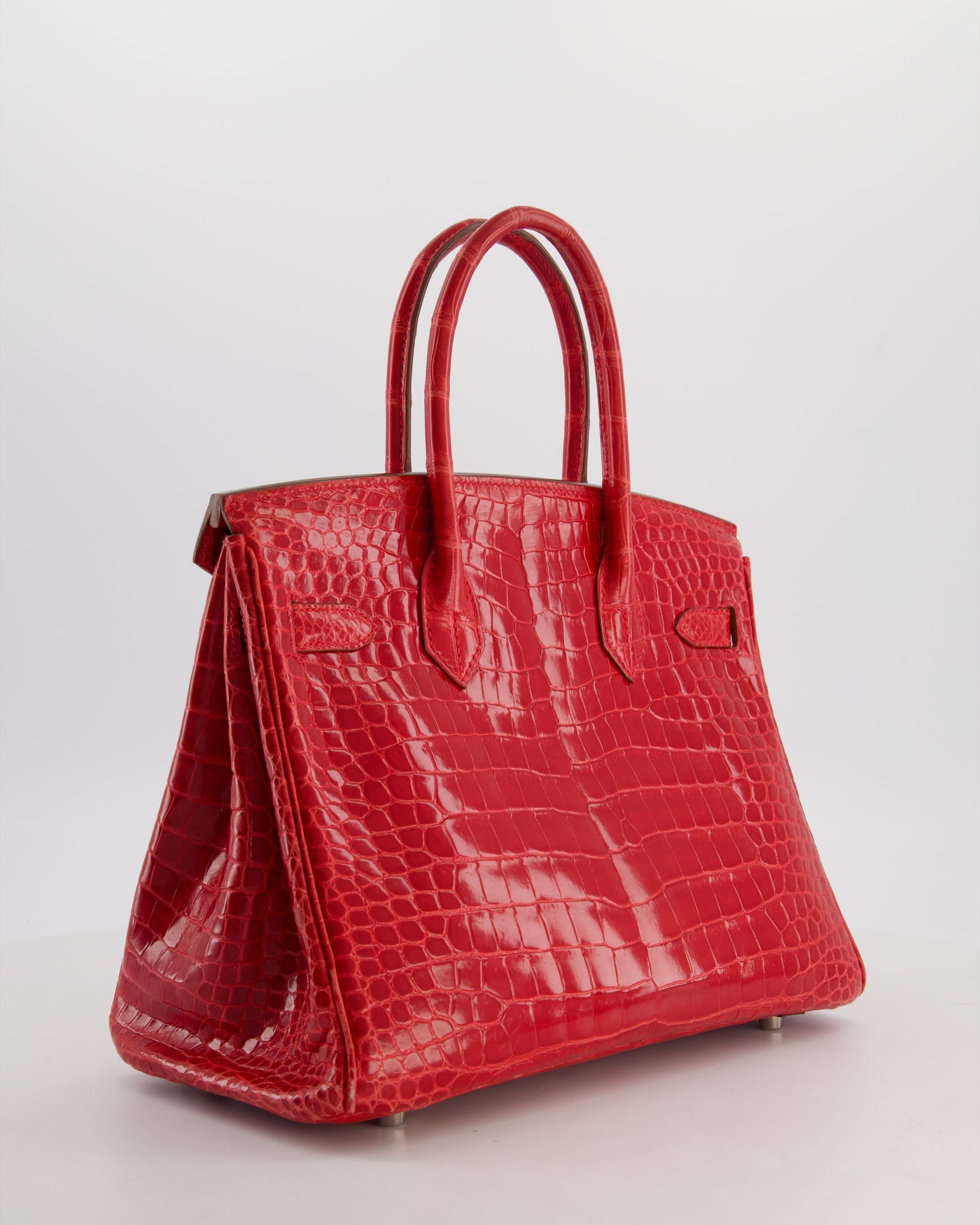 Hermes Birkin 30 Retourne Bag in Braise Shiny Porosus Crocodile Leather with Palladium Hardware - Product Image 6