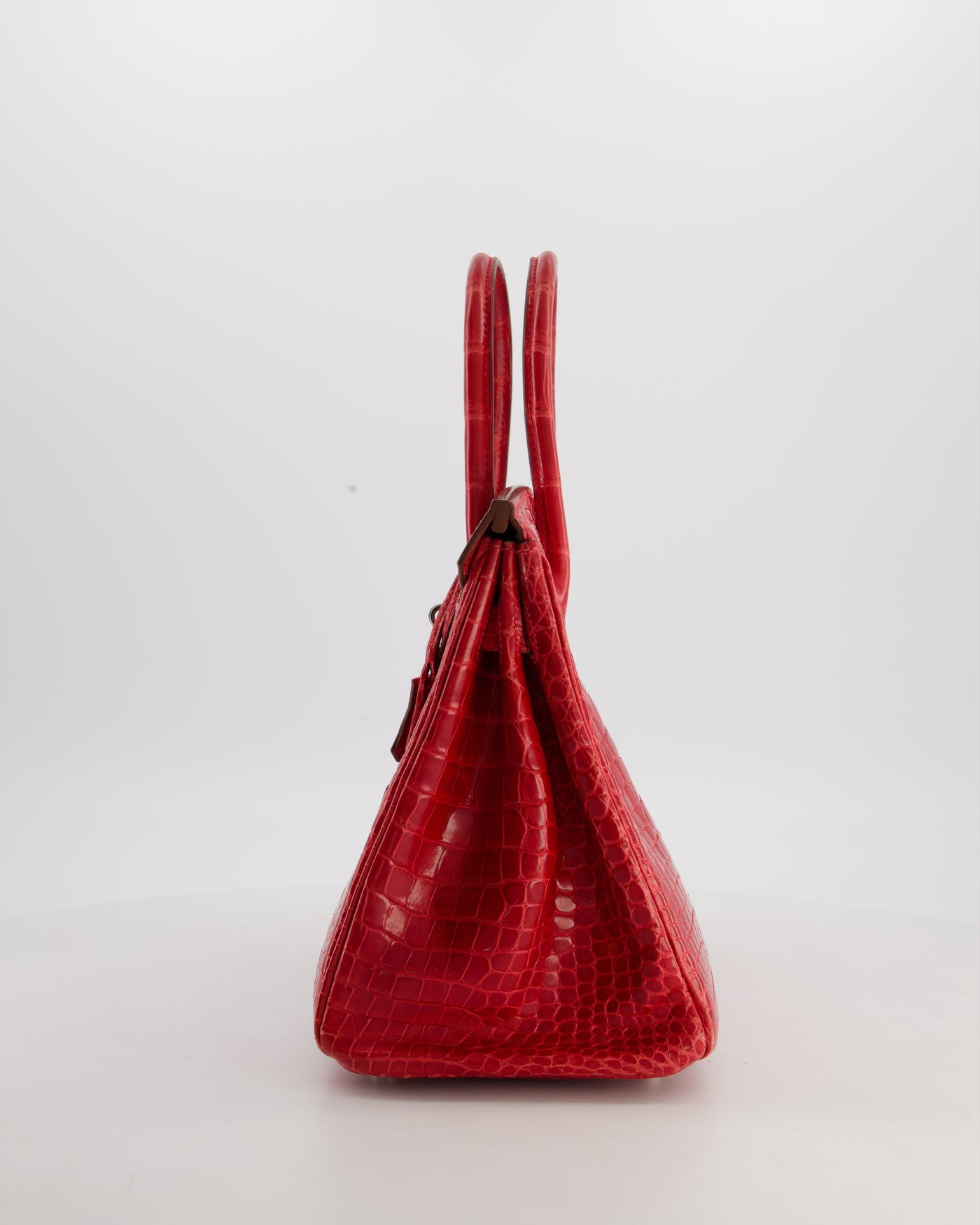 Hermes Birkin 30 Retourne Bag in Braise Shiny Porosus Crocodile Leather with Palladium Hardware - Product Image 7