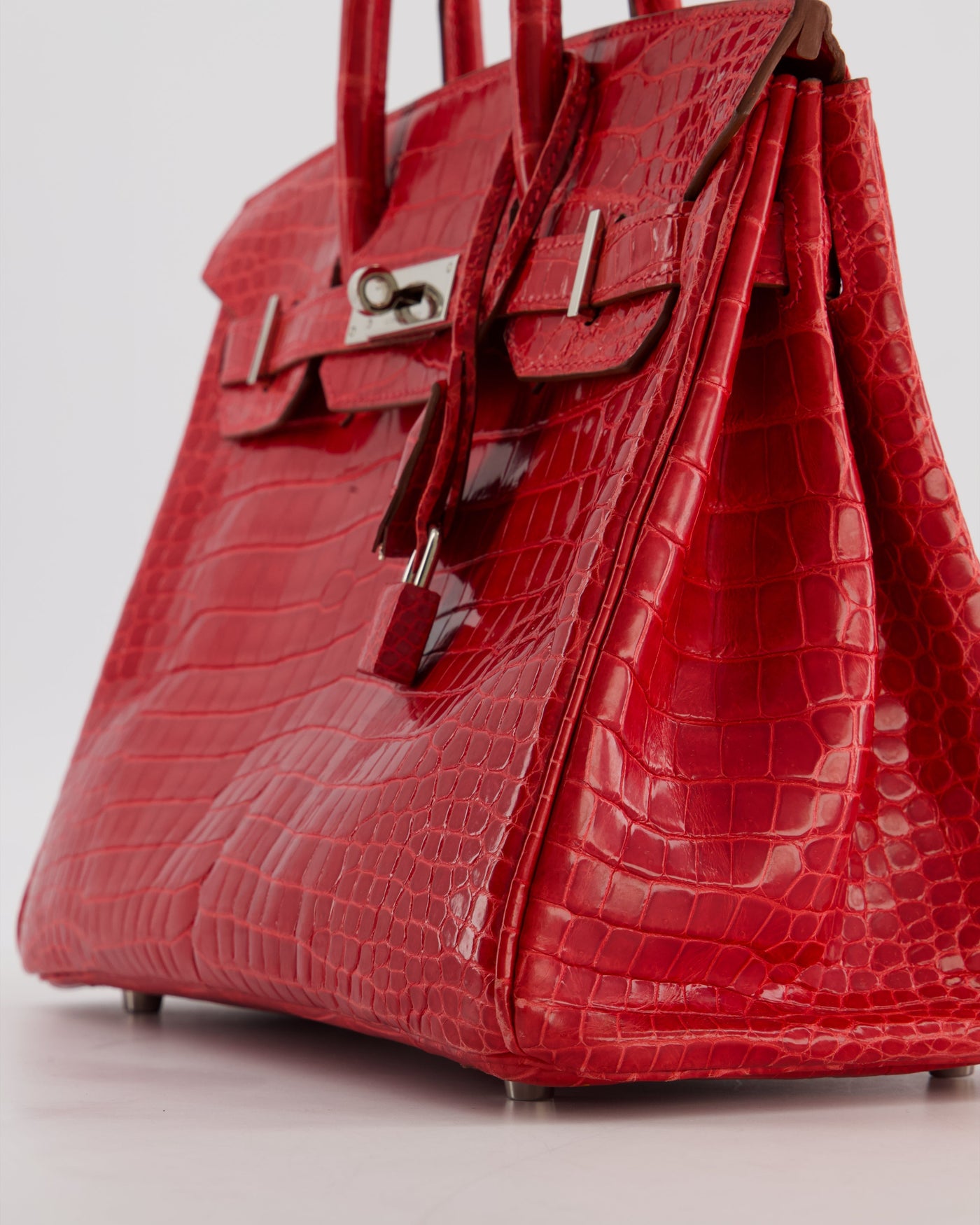 Hermes Birkin 30 Retourne Bag in Braise Shiny Porosus Crocodile Leather with Palladium Hardware - Product Image 10