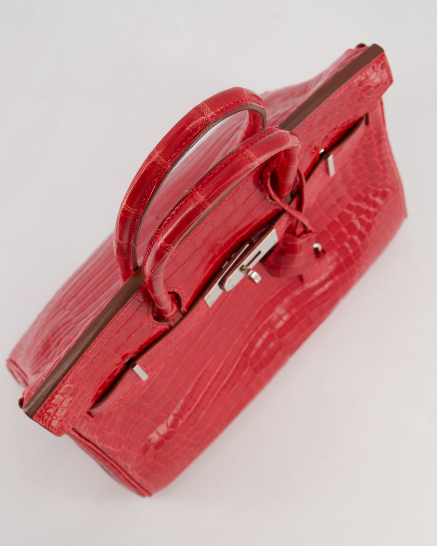 Hermes Birkin 30 Retourne Bag in Braise Shiny Porosus Crocodile Leather with Palladium Hardware - Product Image 14