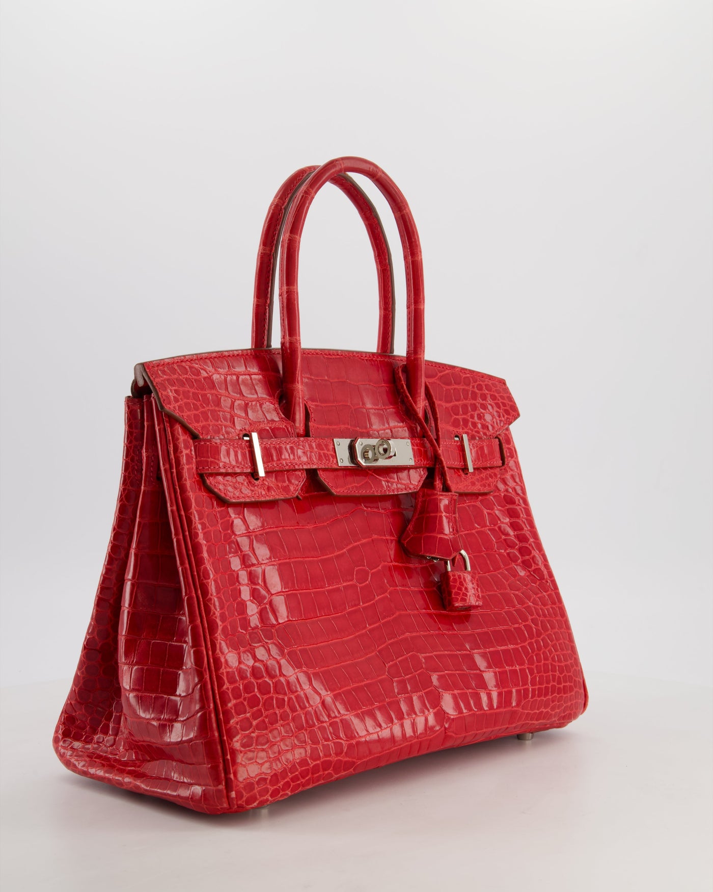 Hermes Birkin 30 Retourne Bag in Braise Shiny Porosus Crocodile Leather with Palladium Hardware - Product Image 15