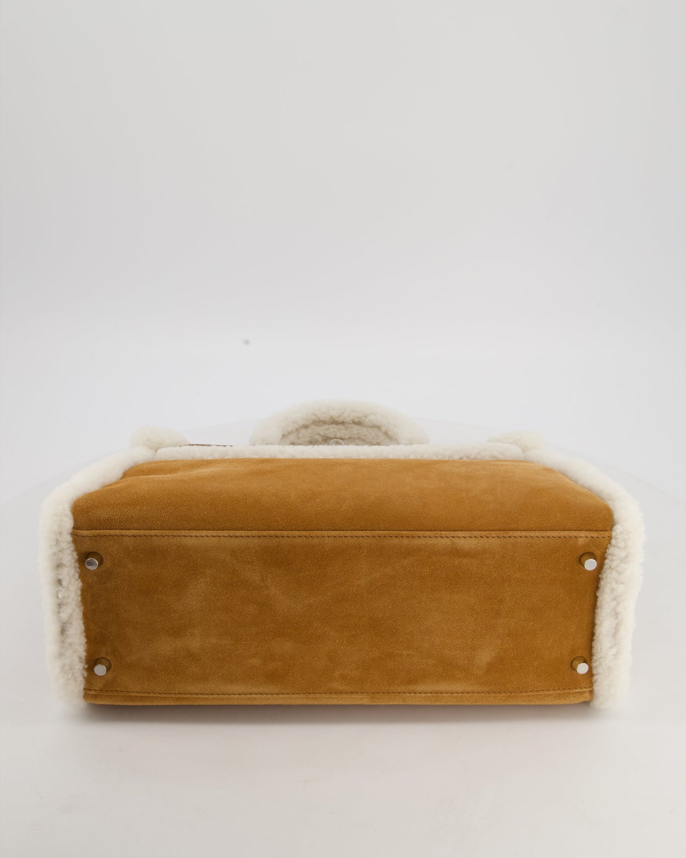 Hermes Kelly 35 Teddy Plush Grizzly Bag in Alezan Swift Leather, Ecru Plush & Chamois Grizzly Suede Leather with Palladium Hardware - Product Image 18