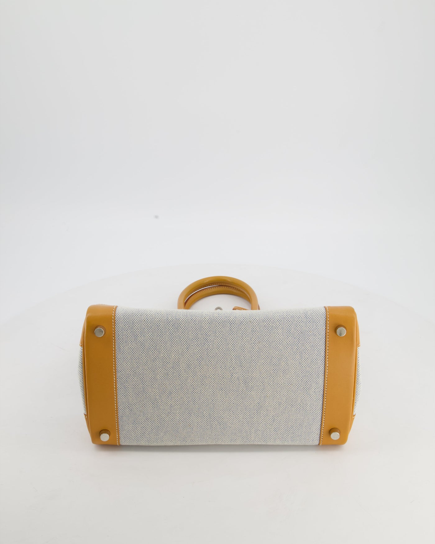 *RARE* Hermes Birkin 30 Retourne Toile Bag in Natural Sable Vache Naturelle Leather & Écru/Ciel Cross Toile Canvas with Palladium Hardware - Product Image 17