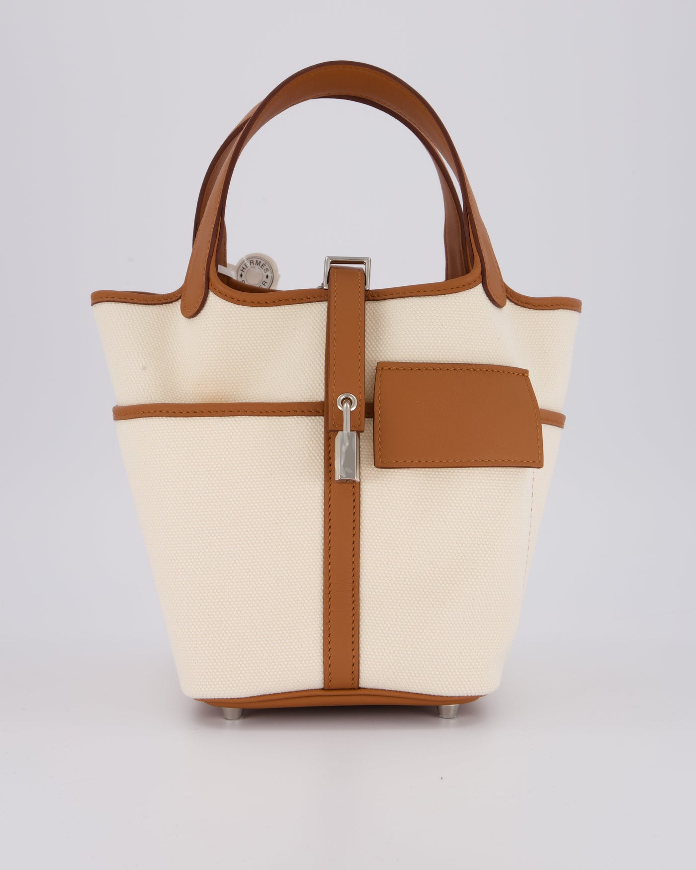*HOT* Hermes Picotin 18 Lock Cargo Bag in Ecru Canvas & Gold Swift Leather with Palladium Hardware - Product Image 18