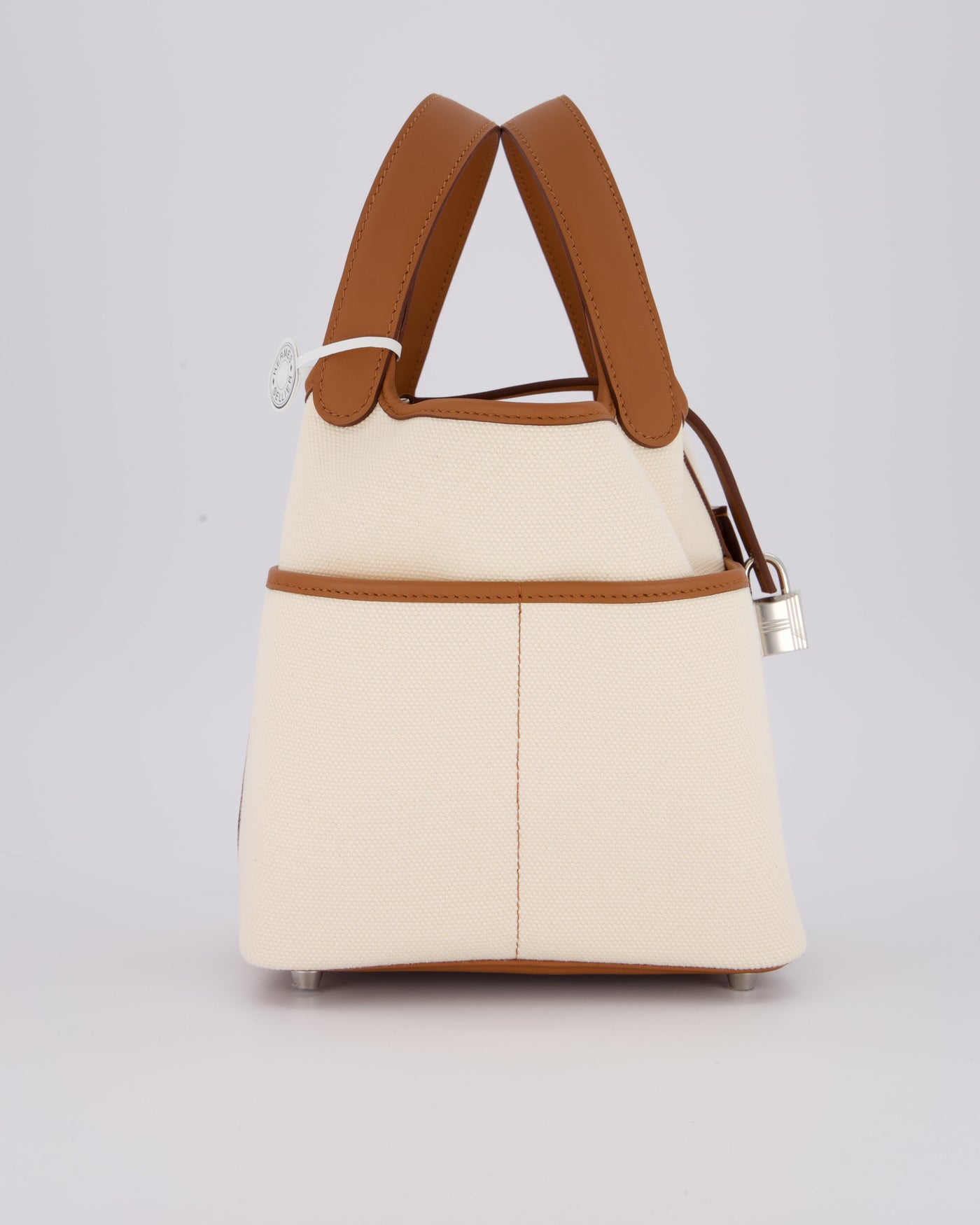*HOT* Hermes Picotin 18 Lock Cargo Bag in Ecru Canvas & Gold Swift Leather with Palladium Hardware - Product Image 3