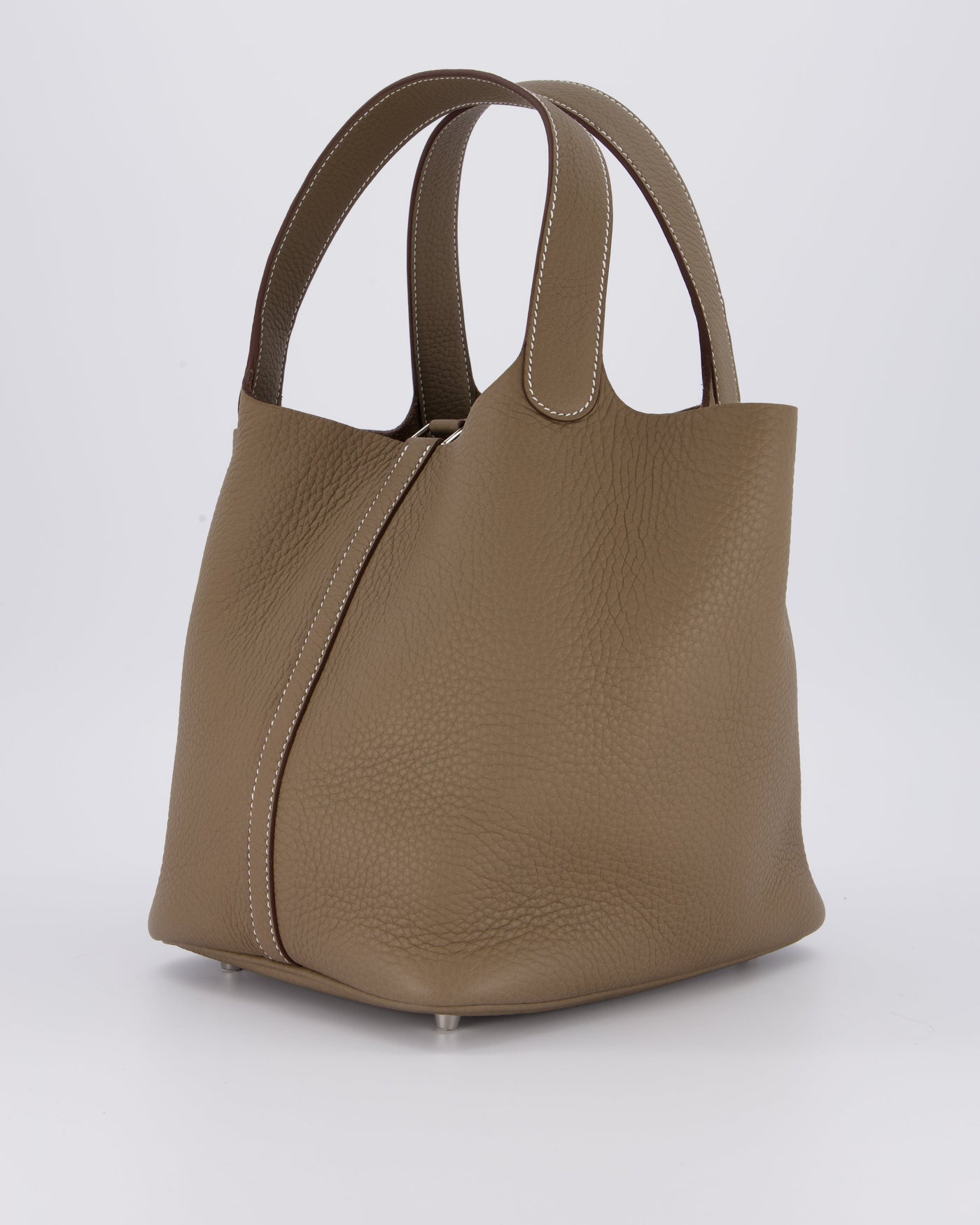 Hermes Picotin 22 Lock Bag in Etoupe Clemence Leather with Palladium Hardware - Product Image 4