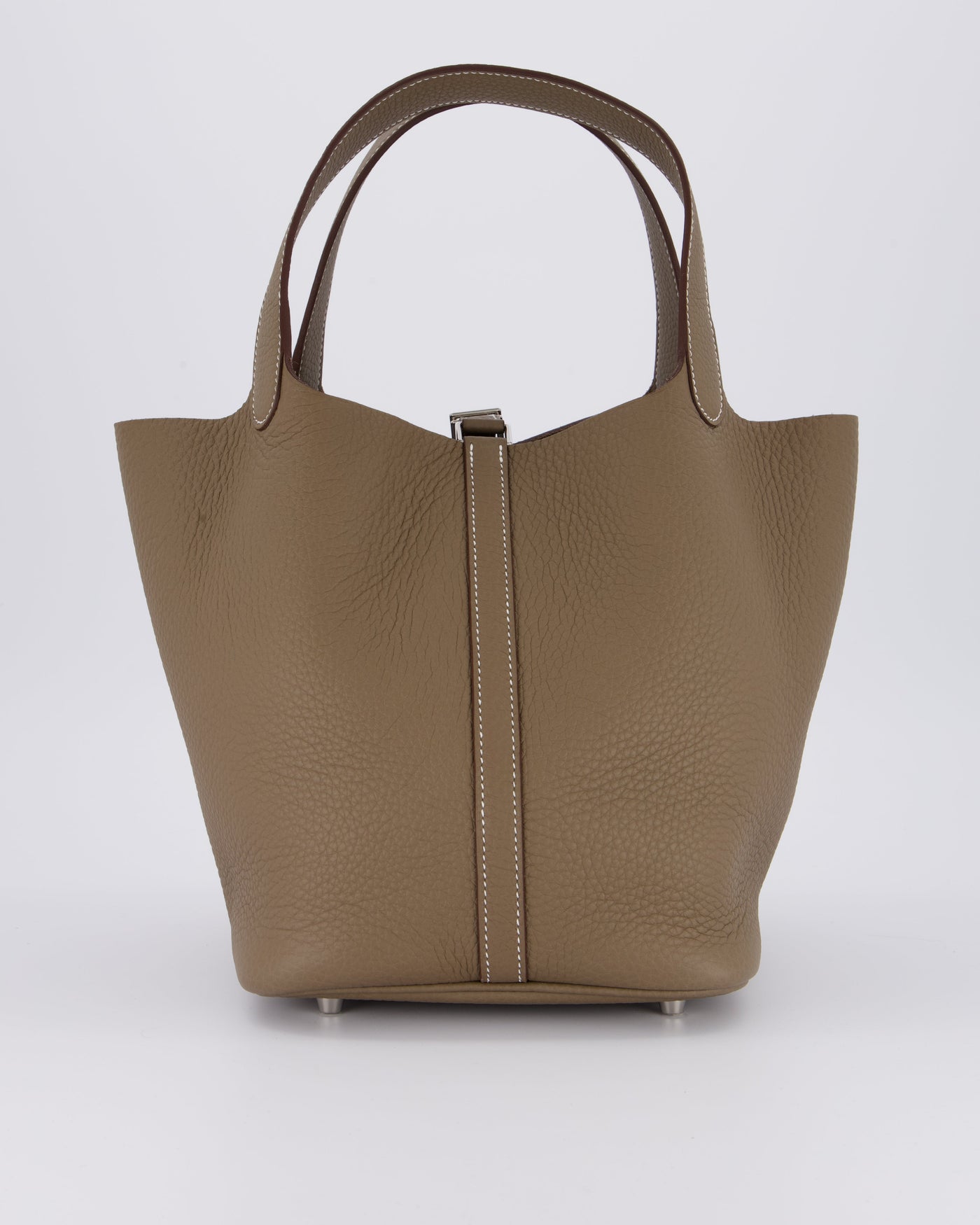 Hermes Picotin 22 Lock Bag in Etoupe Clemence Leather with Palladium Hardware - Product Image 5
