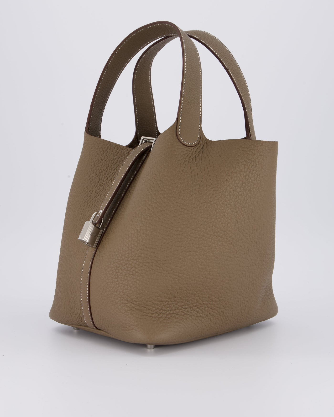 Hermes Picotin 22 Lock Bag in Etoupe Clemence Leather with Palladium Hardware - Product Image 8