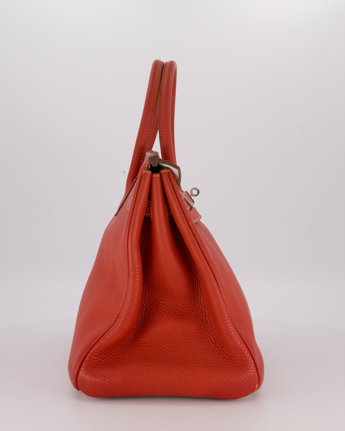 Hermes Birkin 35 Bag in Sanguine and Blanc Clemence Leather with Palladium Hardware - Product Image 4
