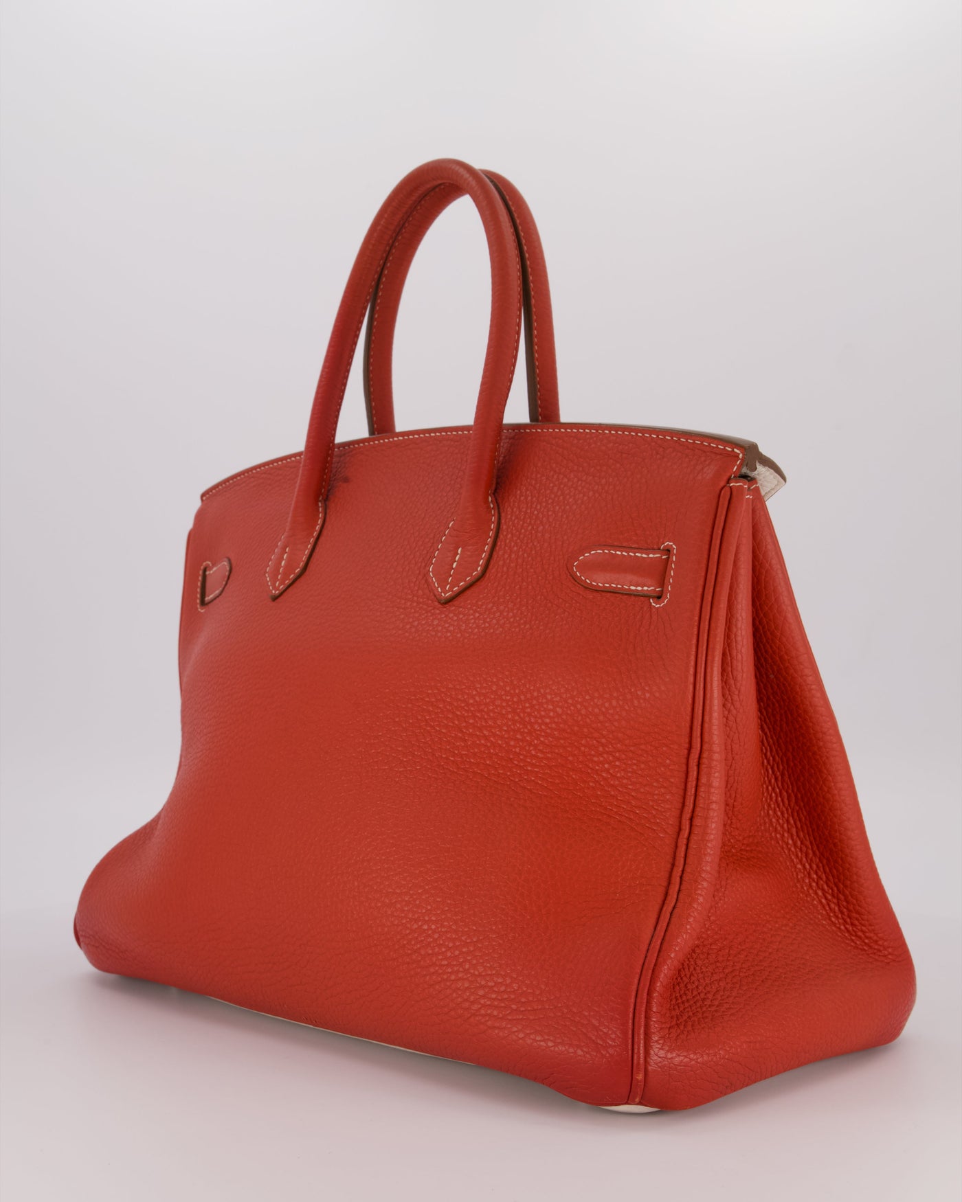 Hermes Birkin 35 Bag in Sanguine and Blanc Clemence Leather with Palladium Hardware - Product Image 5
