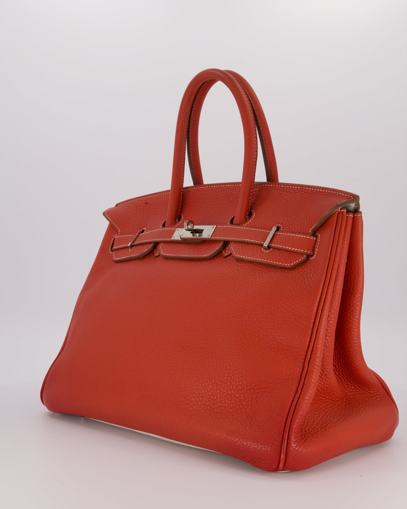 Hermes Birkin 35 Bag in Sanguine and Blanc Clemence Leather with Palladium Hardware - Product Image 9