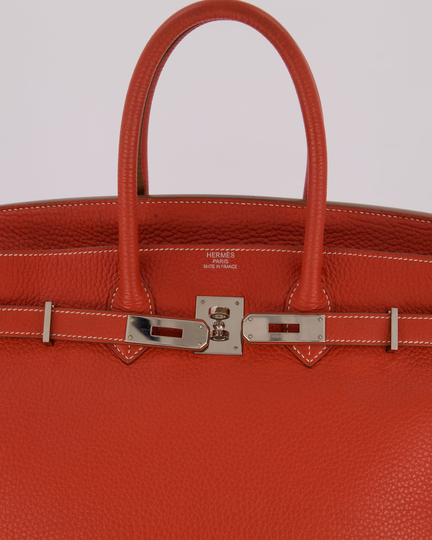 Hermes Birkin 35 Bag in Sanguine and Blanc Clemence Leather with Palladium Hardware - Product Image 15