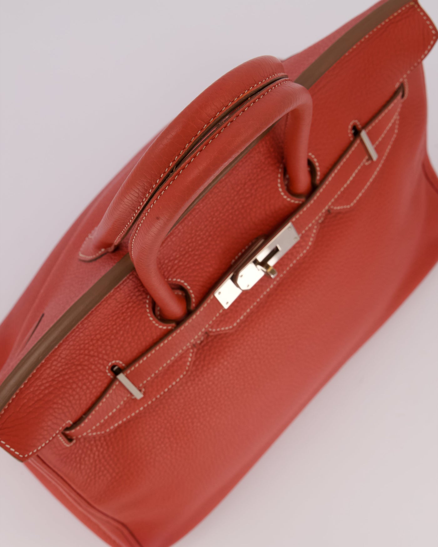 Hermes Birkin 35 Bag in Sanguine and Blanc Clemence Leather with Palladium Hardware - Product Image 16