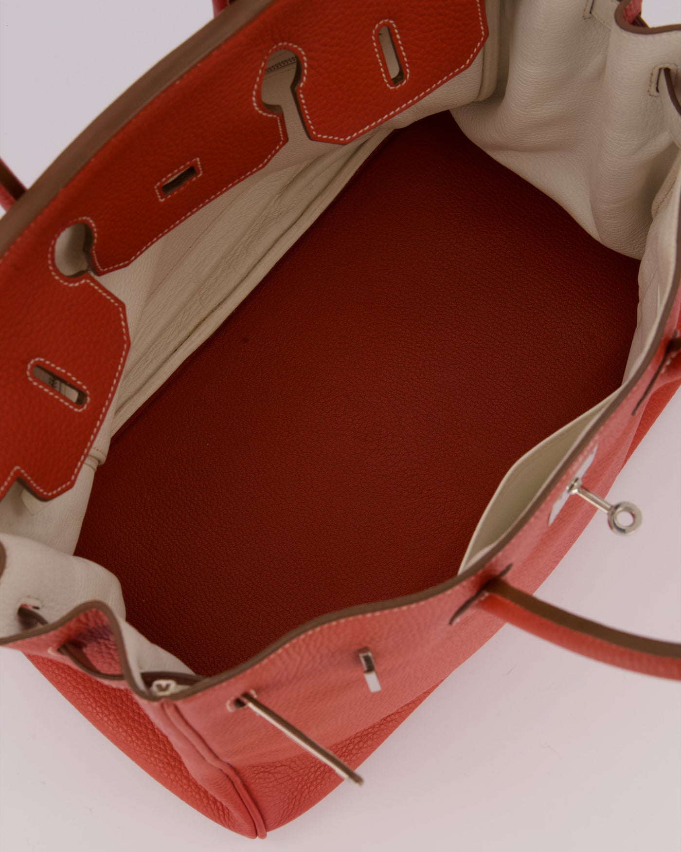 Hermes Birkin 35 Bag in Sanguine and Blanc Clemence Leather with Palladium Hardware - Product Image 17