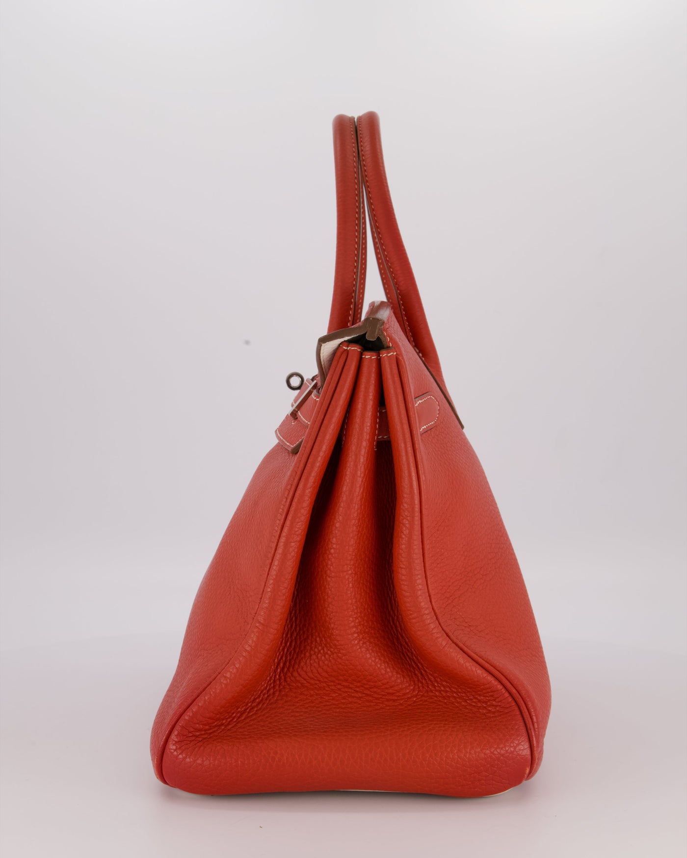 Hermes Birkin 35 Bag in Sanguine and Blanc Clemence Leather with Palladium Hardware - Product Image 8