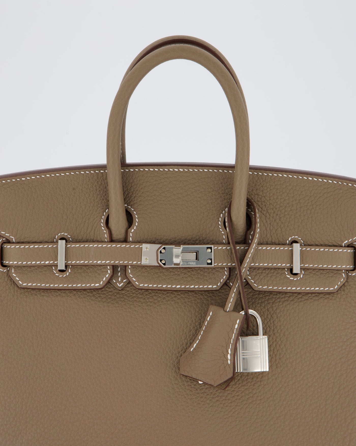 Hermes Birkin 25 Retourne Bag in Etoupe Togo Leather with Palladium Hardware - Product Image 11