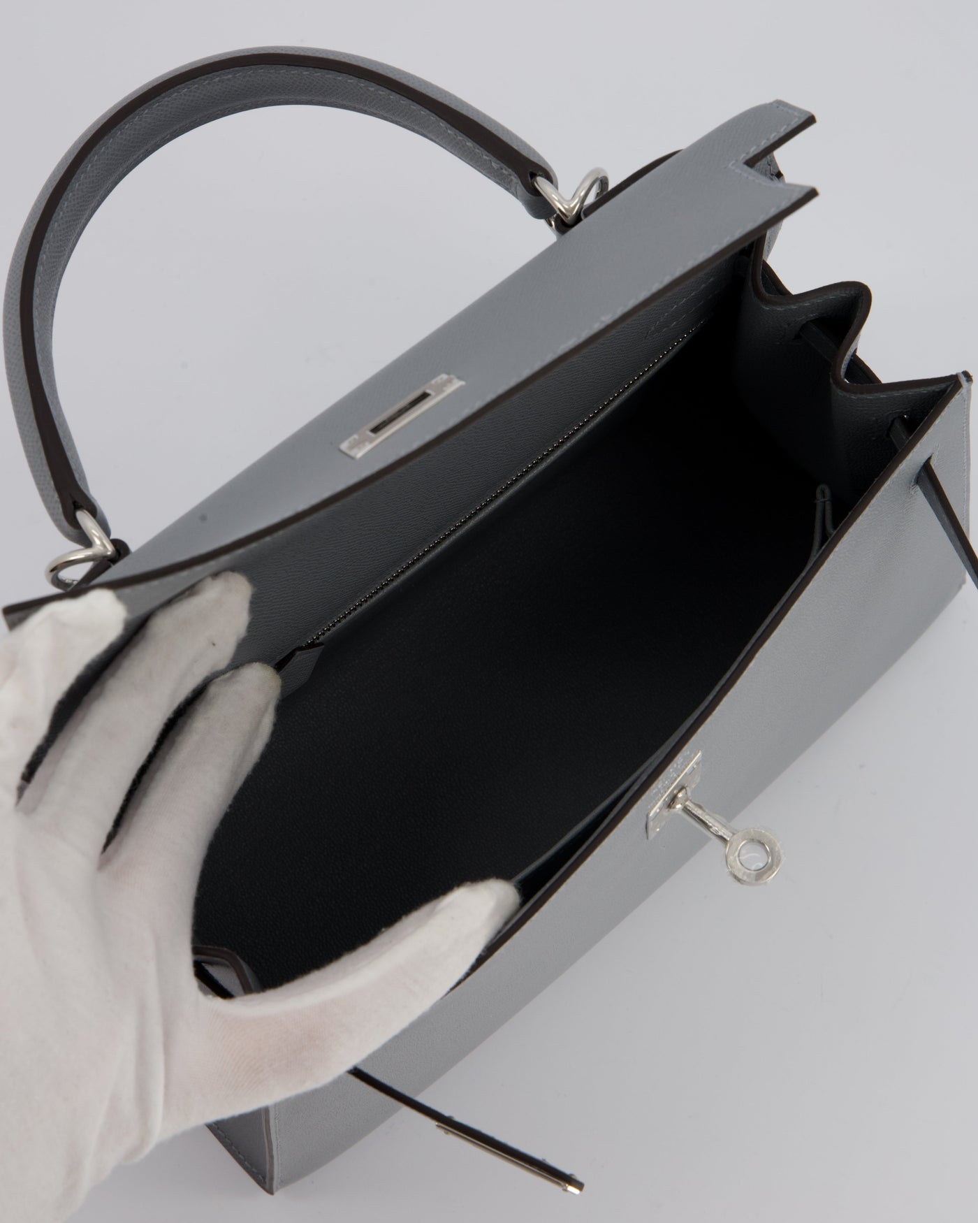 Hermes Kelly 25 Sellier Bag in Gris Pantin Epsom Leather with Palladium Hardware - Product Image 18