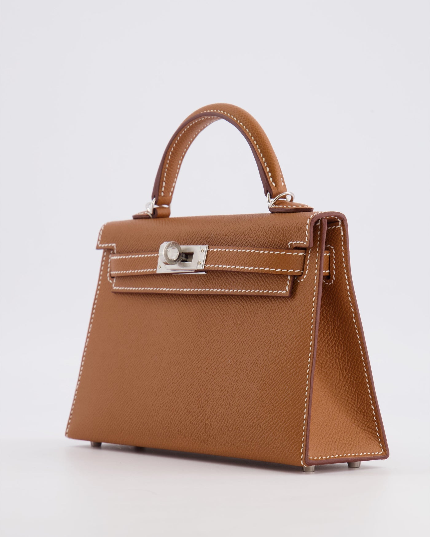 Hermes Mini Kelly II 20 Bag in Gold Epsom Leather with Palladium Hardware - Product Image 14