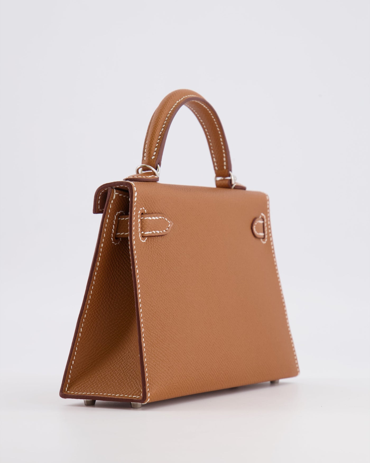 Hermes Mini Kelly II 20 Bag in Gold Epsom Leather with Palladium Hardware - Product Image 16
