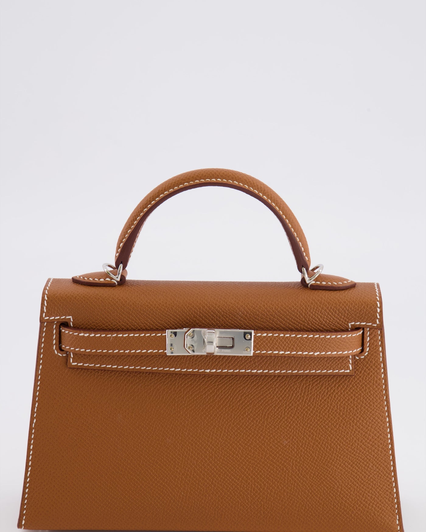 Hermes Mini Kelly II 20 Bag in Gold Epsom Leather with Palladium Hardware - Product Image 11