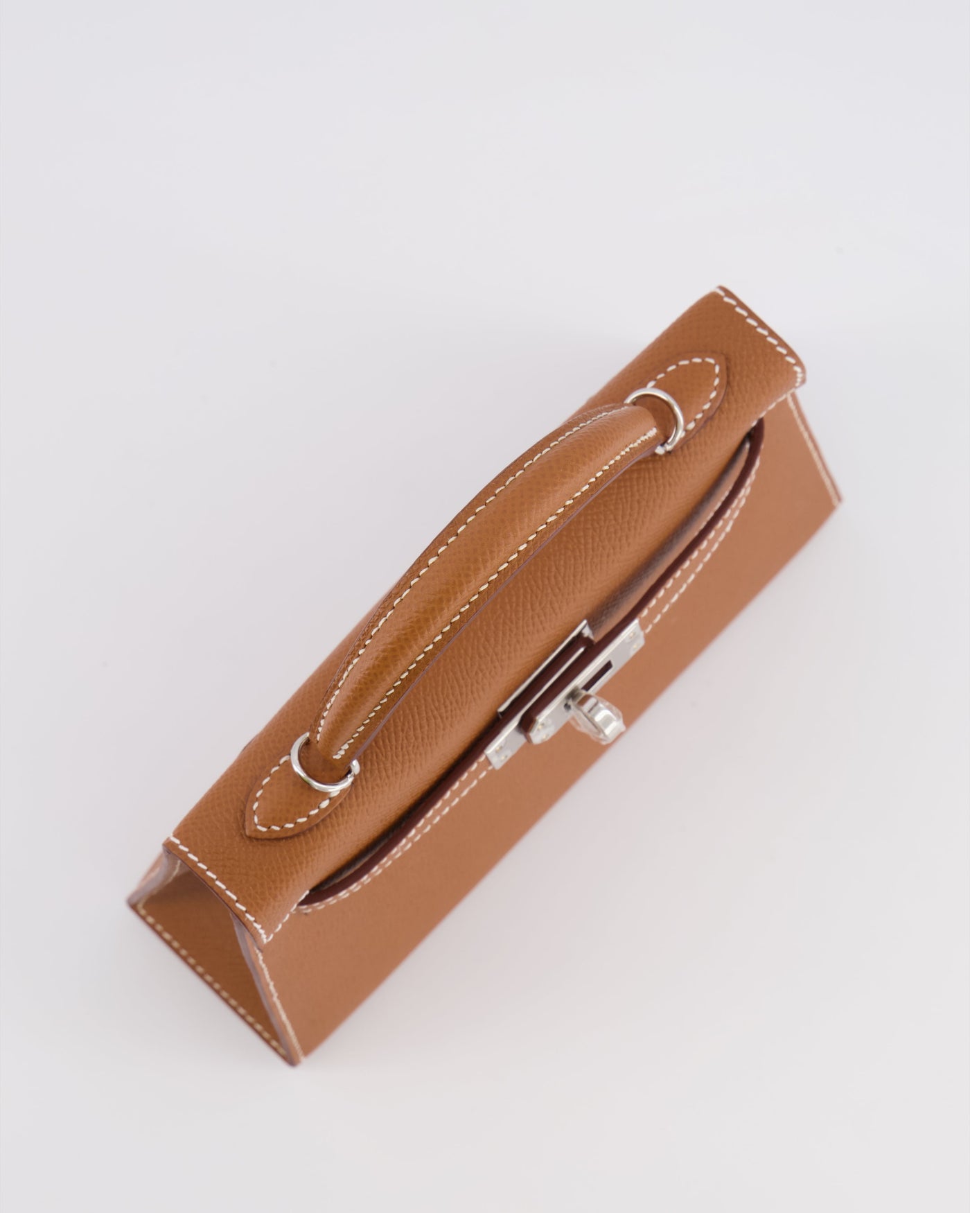 Hermes Mini Kelly II 20 Bag in Gold Epsom Leather with Palladium Hardware - Product Image 17