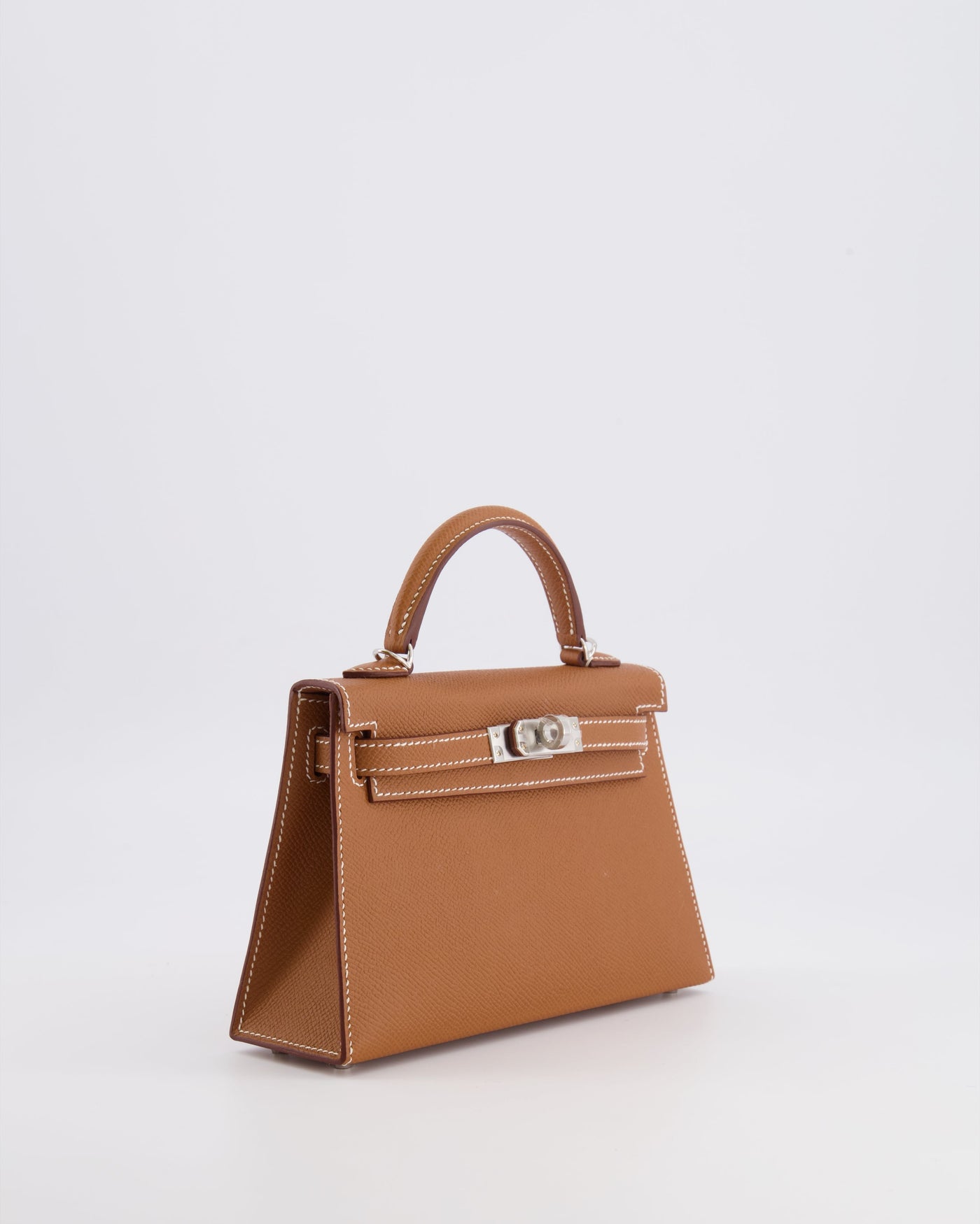 Hermes Mini Kelly II 20 Bag in Gold Epsom Leather with Palladium Hardware - Product Image 4