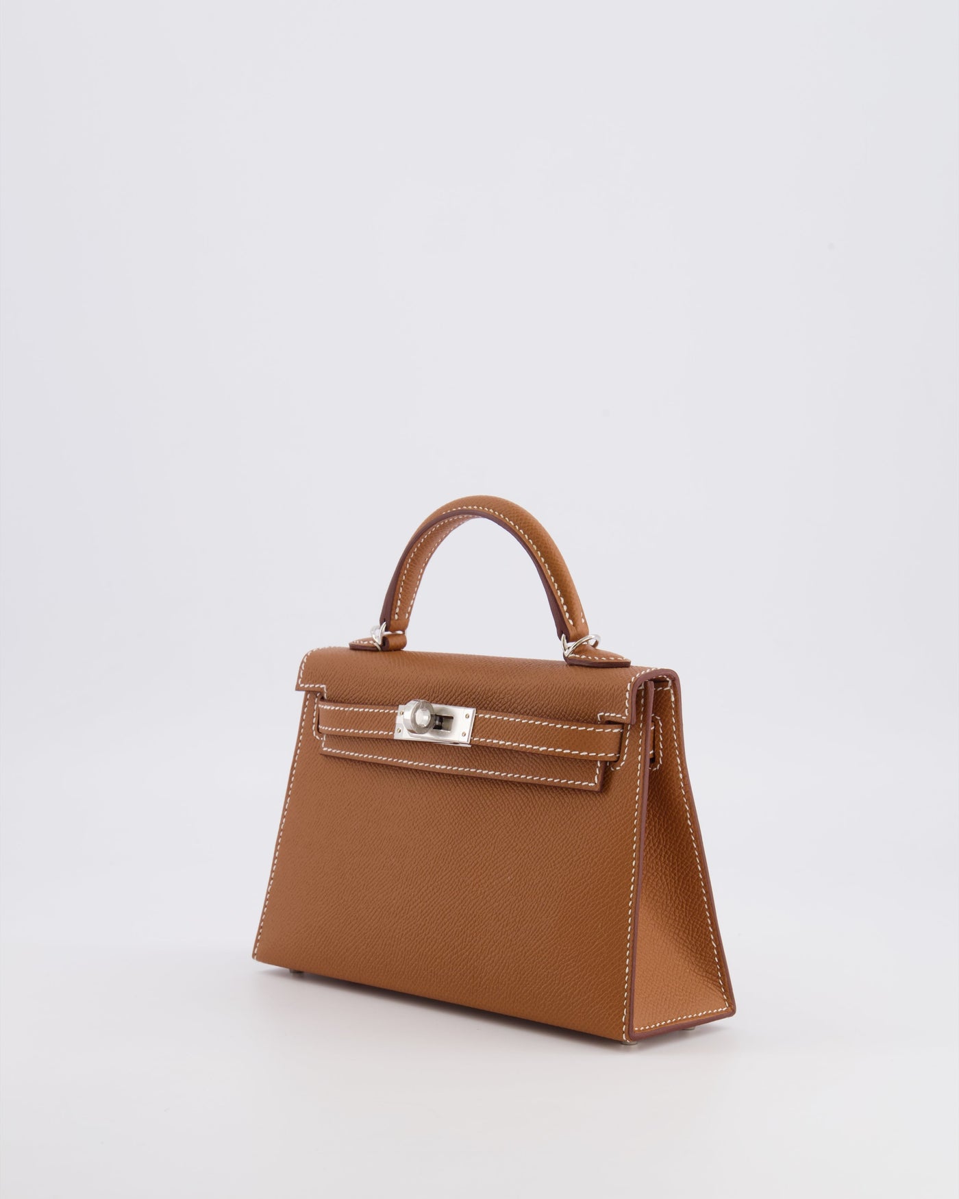 Hermes Mini Kelly II 20 Bag in Gold Epsom Leather with Palladium Hardware - Product Image 5