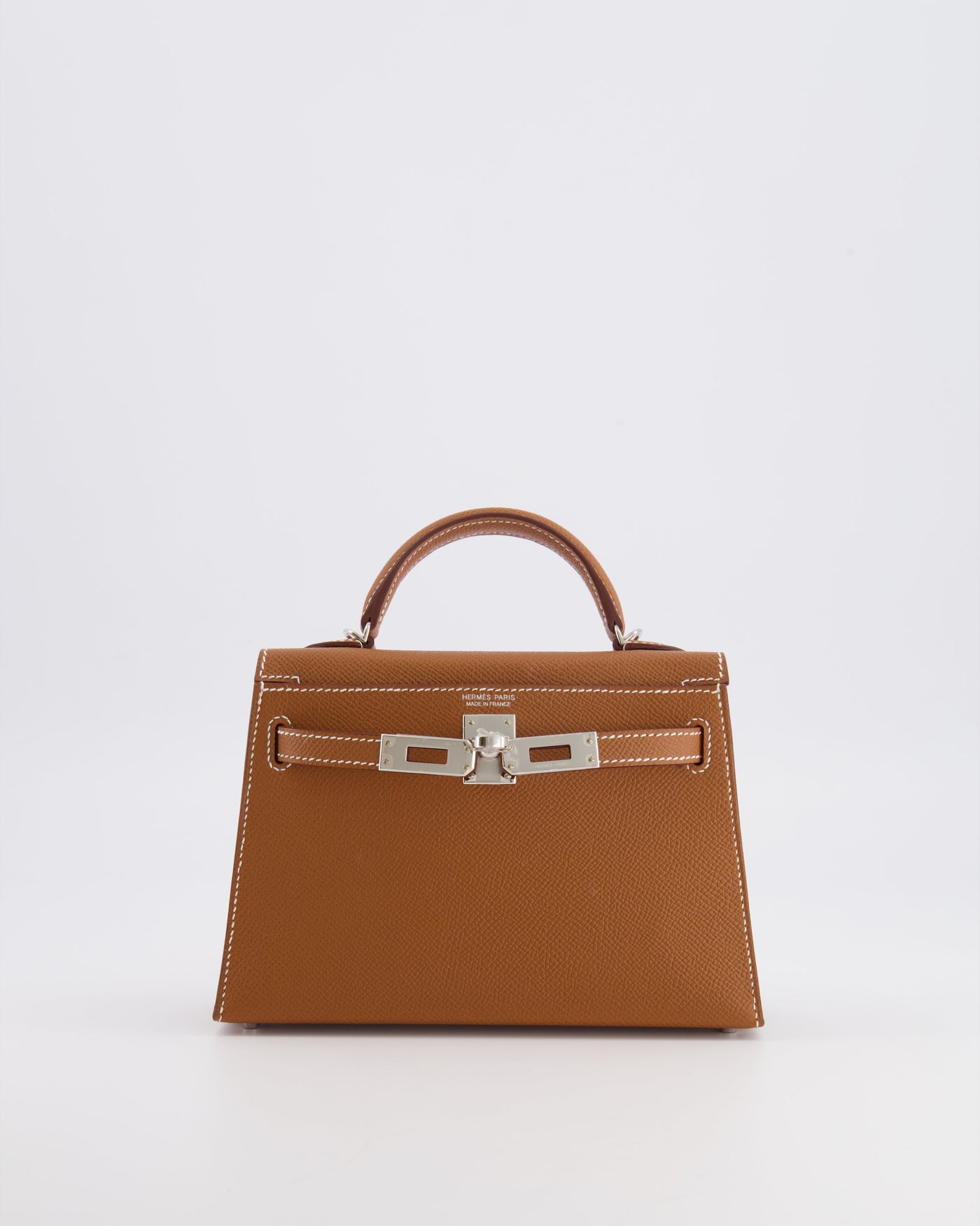 Hermes Mini Kelly II 20 Bag in Gold Epsom Leather with Palladium Hardware - Product Image 2