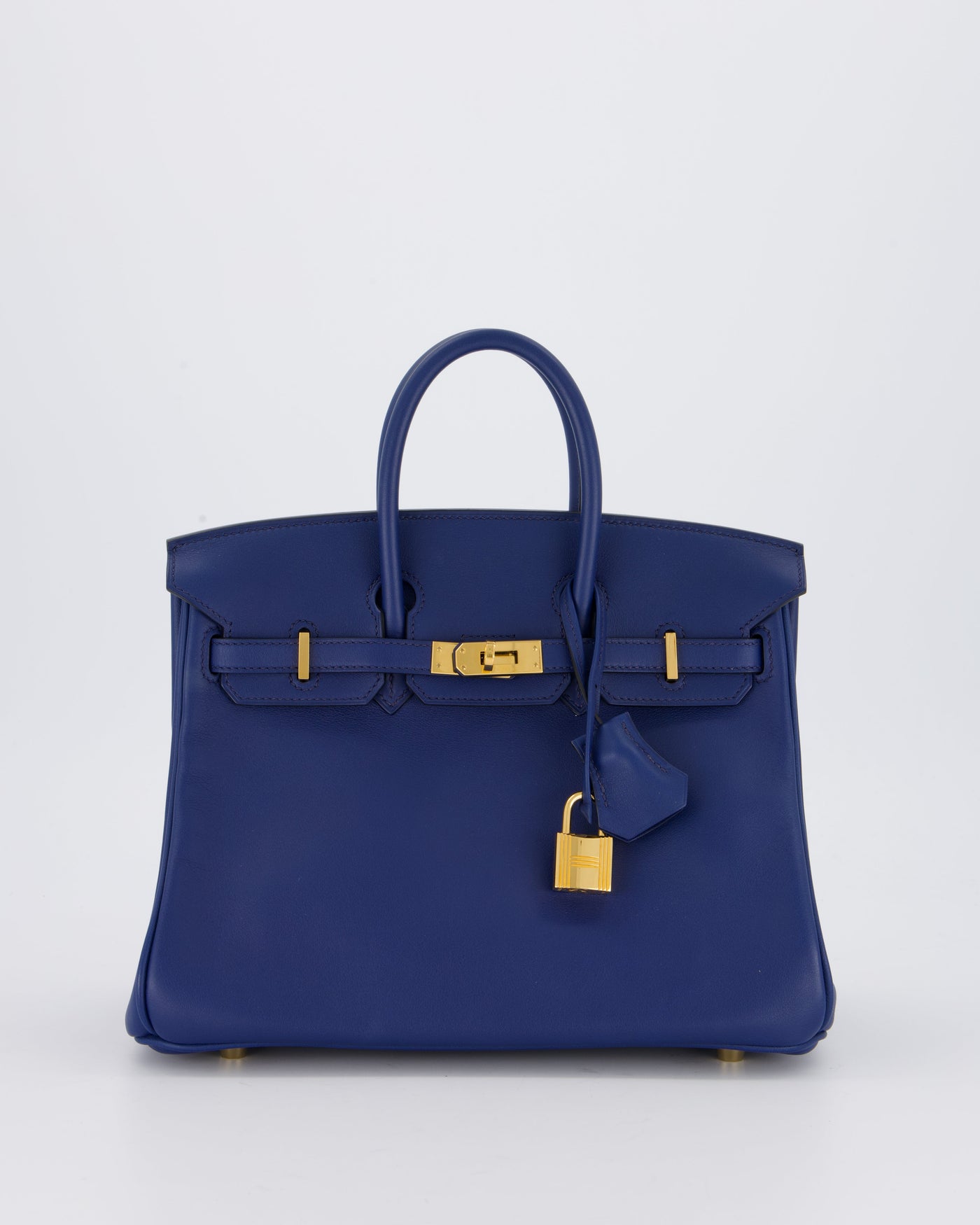 Hermes Birkin 25 Retourne Bag in Bleu Saphir Swift Leather with Gold Hardware | Studio Nafay