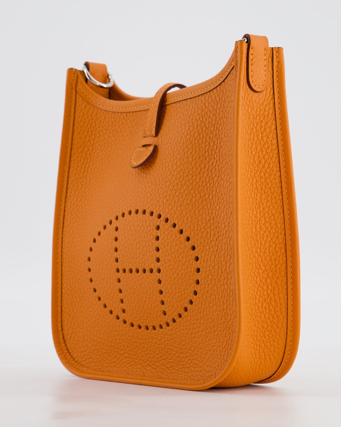 Hermes Mini Evelyne Bag in Orange Clemence Leather with Palladium Hardware - Product Image 11