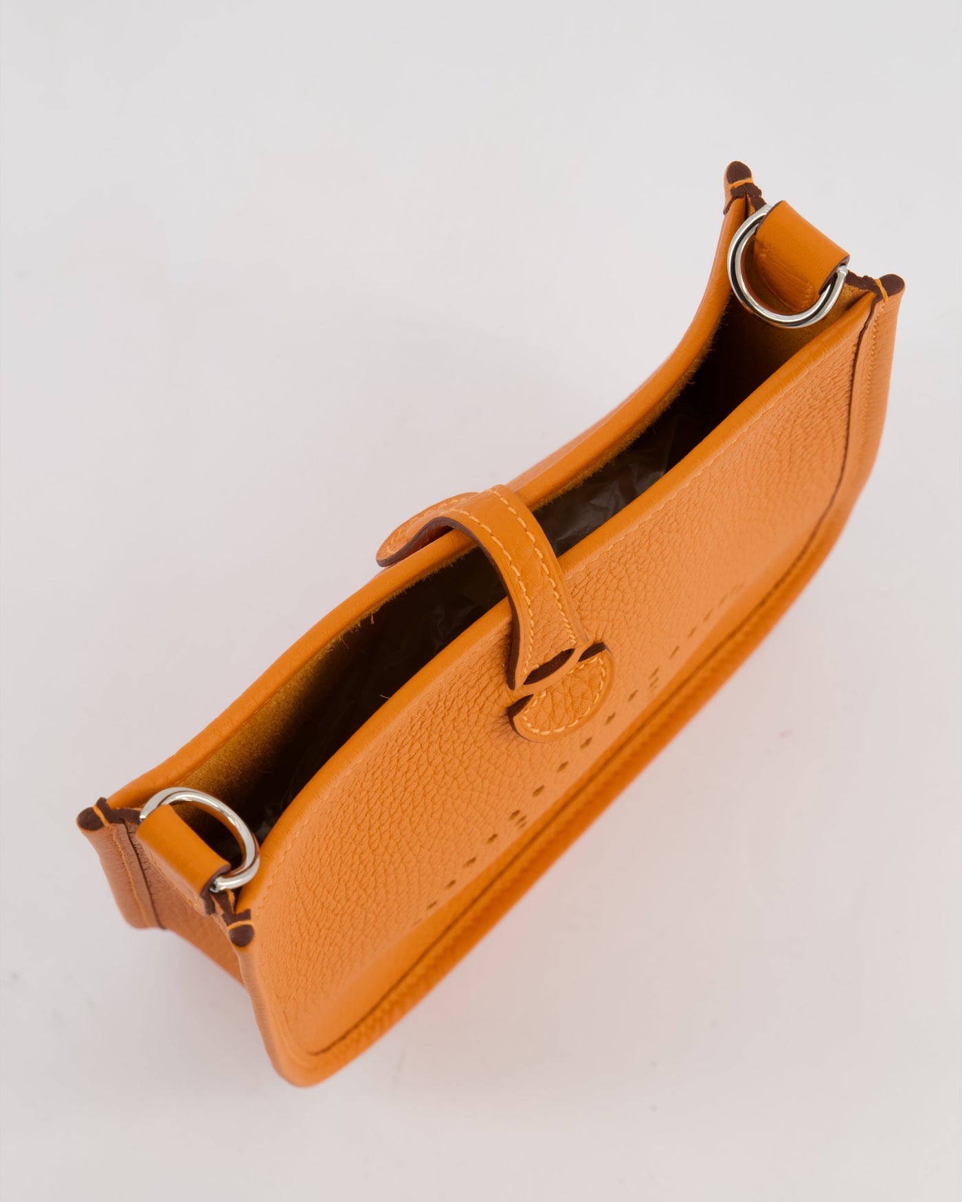 Hermes Mini Evelyne Bag in Orange Clemence Leather with Palladium Hardware - Product Image 14