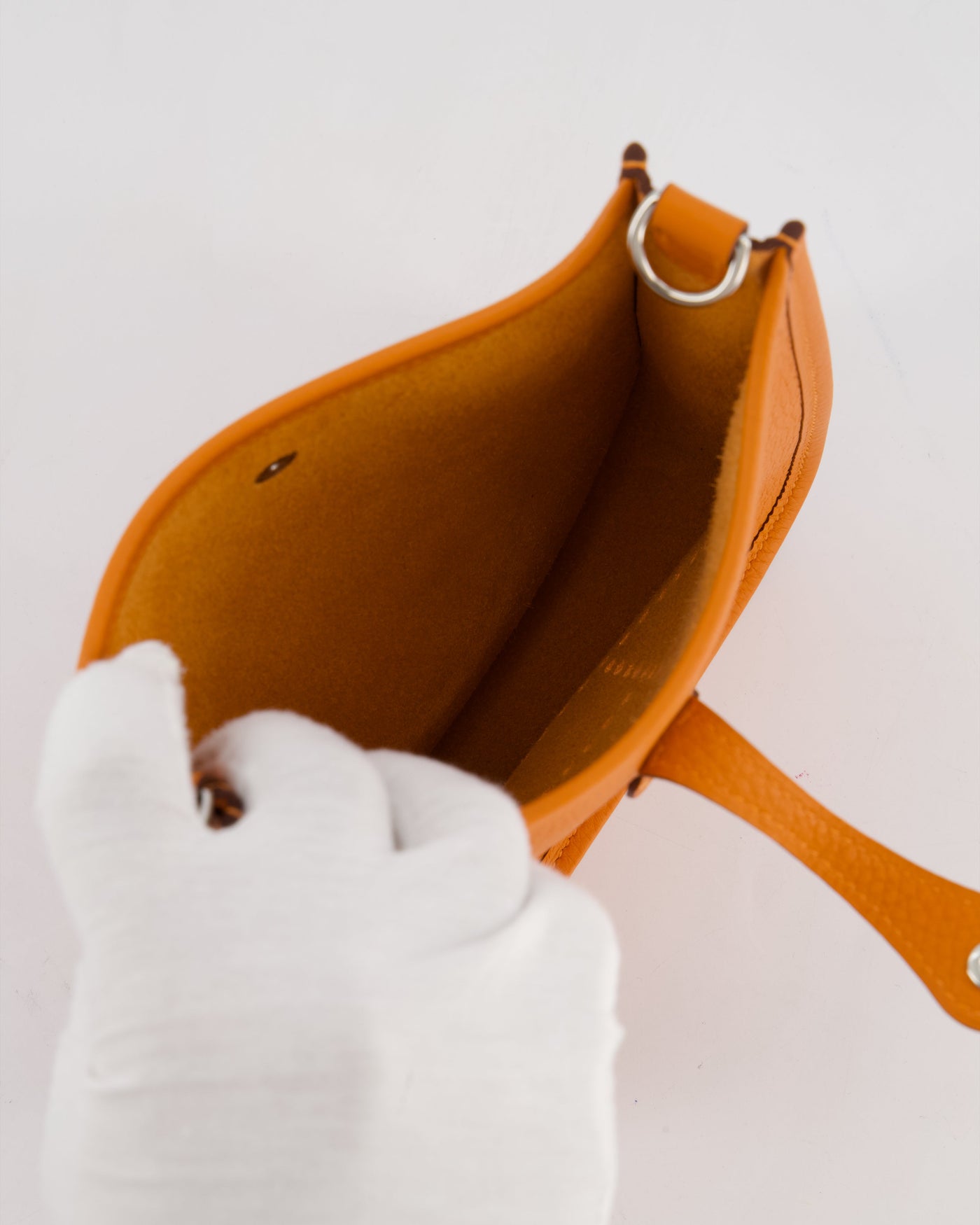 Hermes Mini Evelyne Bag in Orange Clemence Leather with Palladium Hardware - Product Image 15