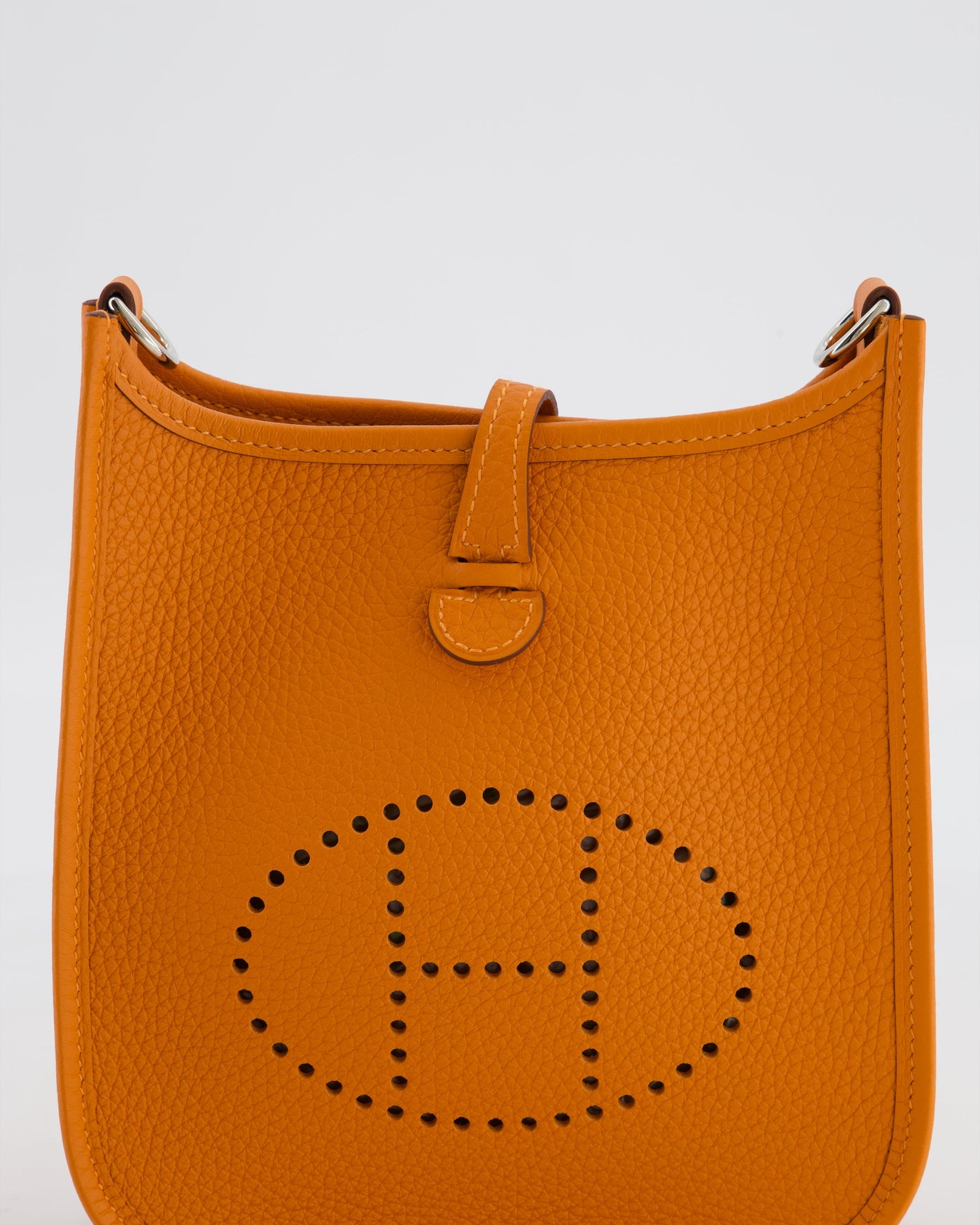 Hermes Mini Evelyne Bag in Orange Clemence Leather with Palladium Hardware - Product Image 16