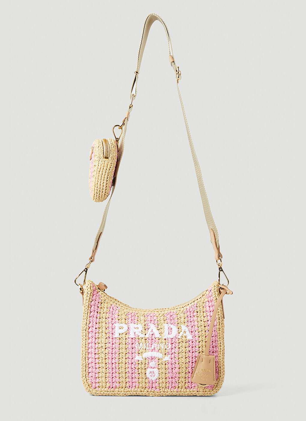 PRADA NEUTRAL RE-EDITION RAFFIA SHOULDER BAG | Studio Nafay