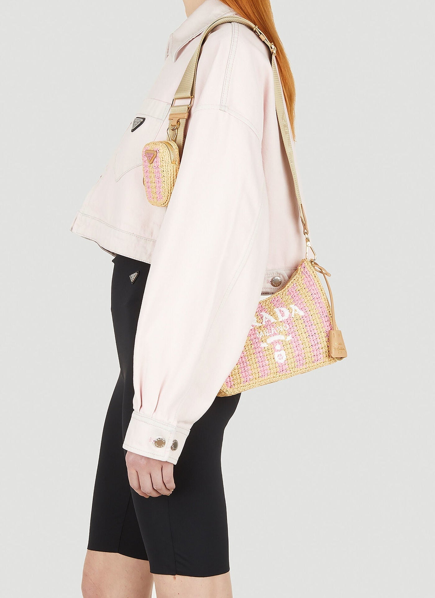 PRADA NEUTRAL RE-EDITION RAFFIA SHOULDER BAG - Product Image 4