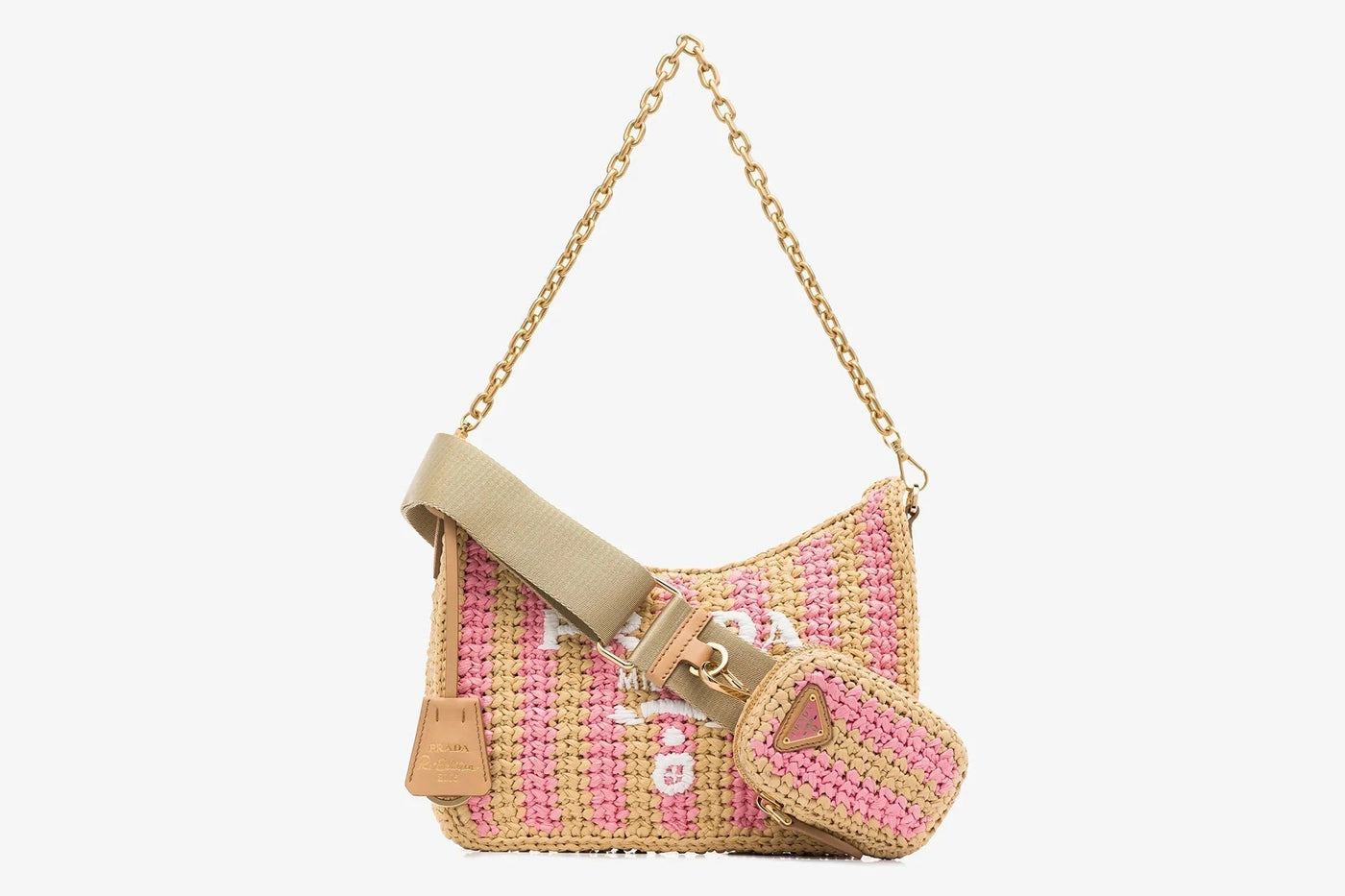 PRADA NEUTRAL RE-EDITION RAFFIA SHOULDER BAG - Product Image 2