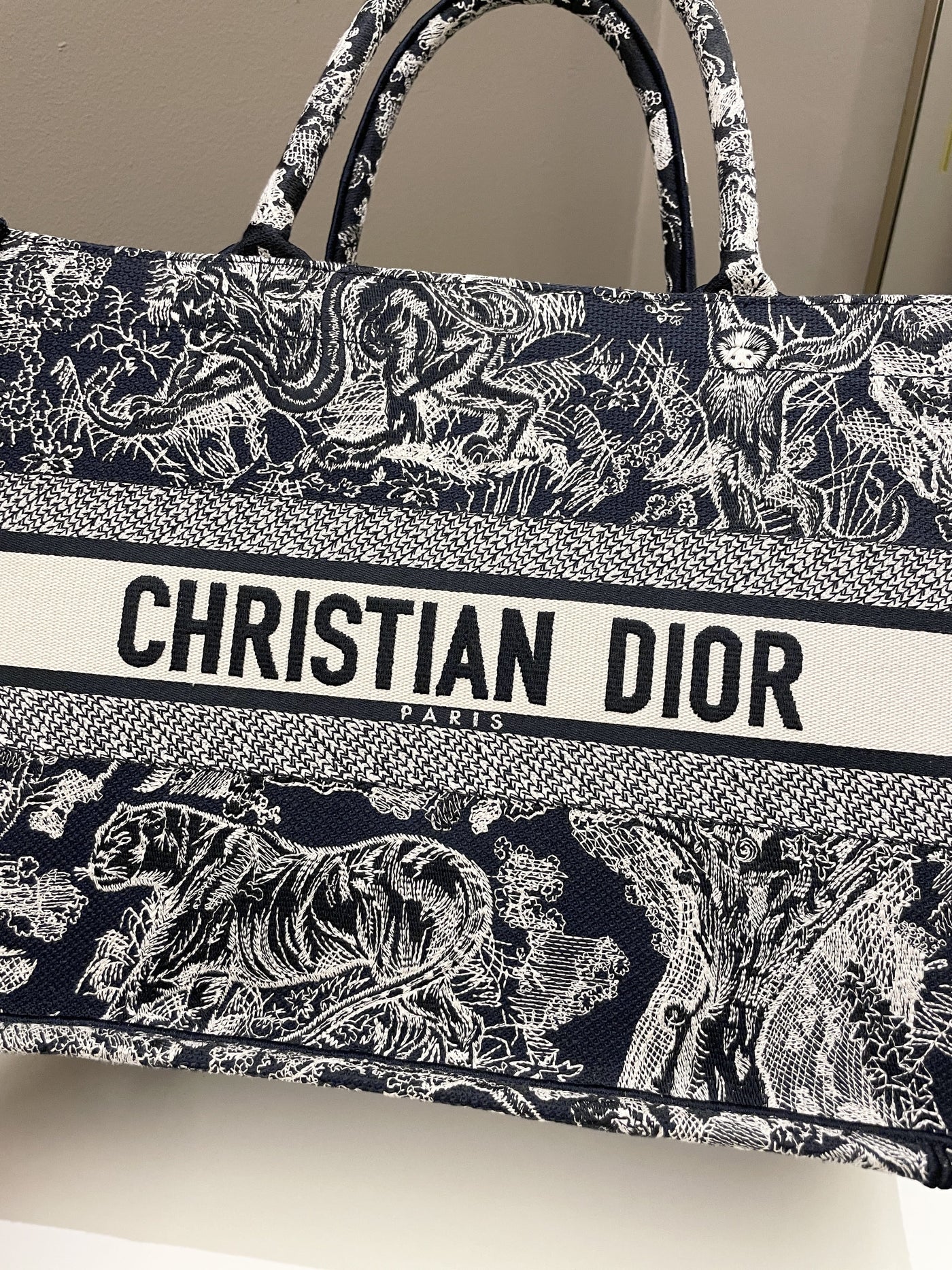 Dior Toile de Jouy Reverse Book Tote Blue / Ecru Embroidery | Studio Nafay