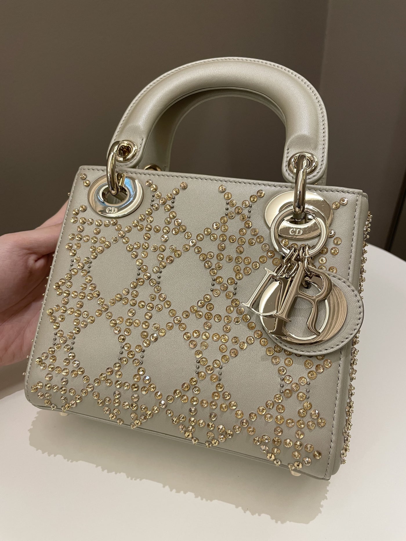 Dior Embellished Lady Dior Gold Lambskin | Studio Nafay