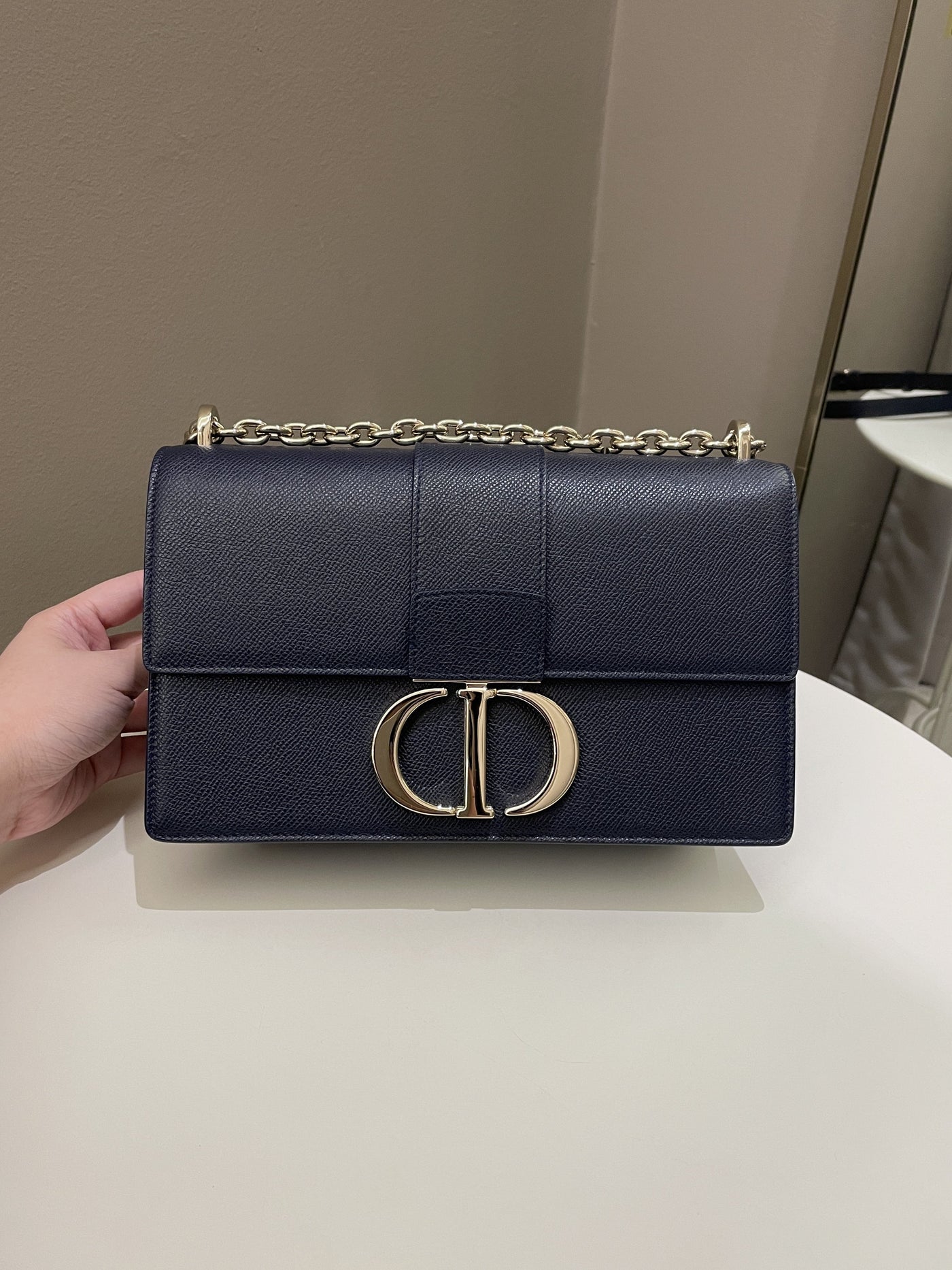 Dior Montaigne 30 Bag Navy Grained Leather - Product Image 2