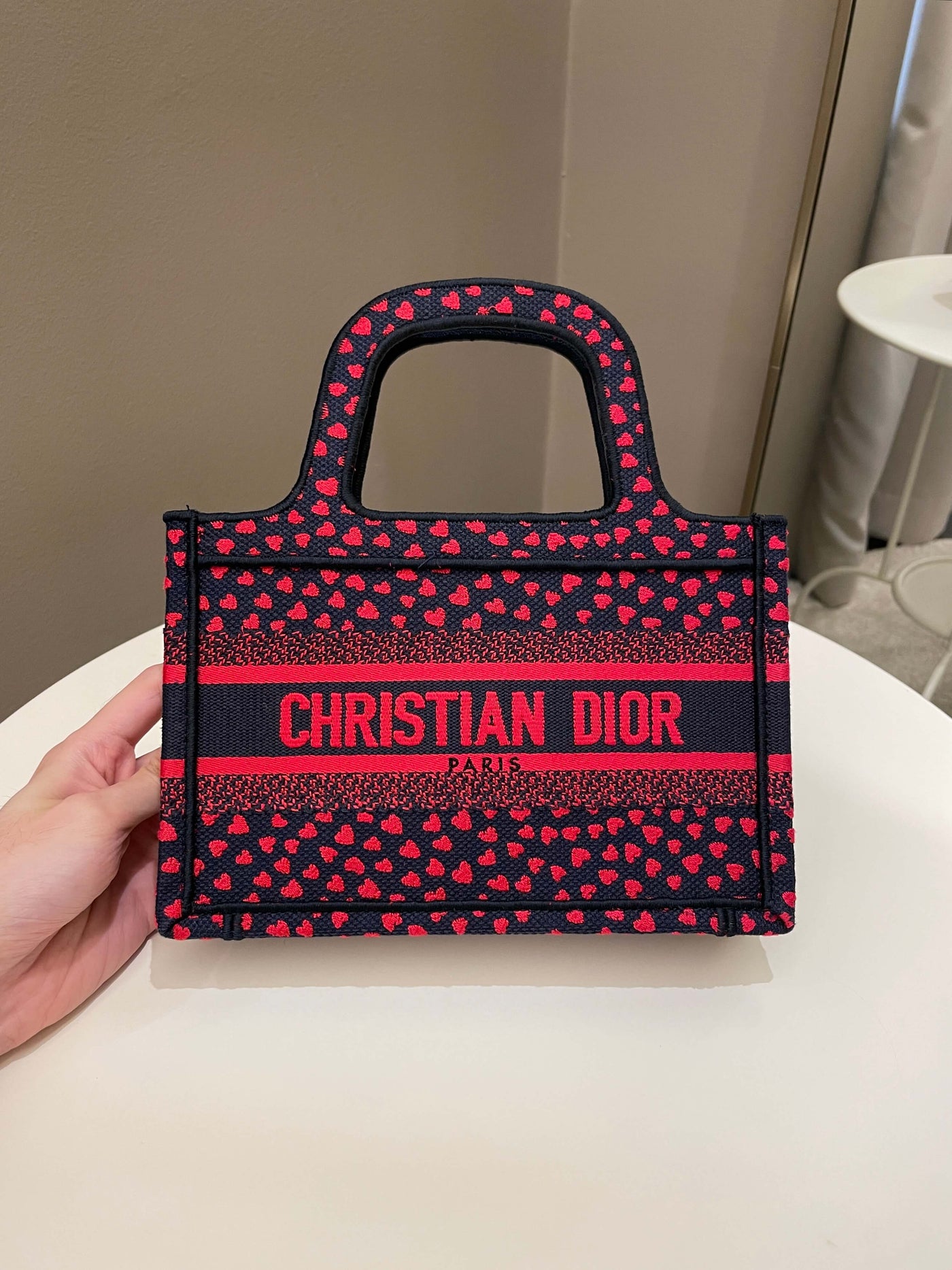 Dior Mini Book Tote Navy Blue / Red Embroidery - Product Image 2