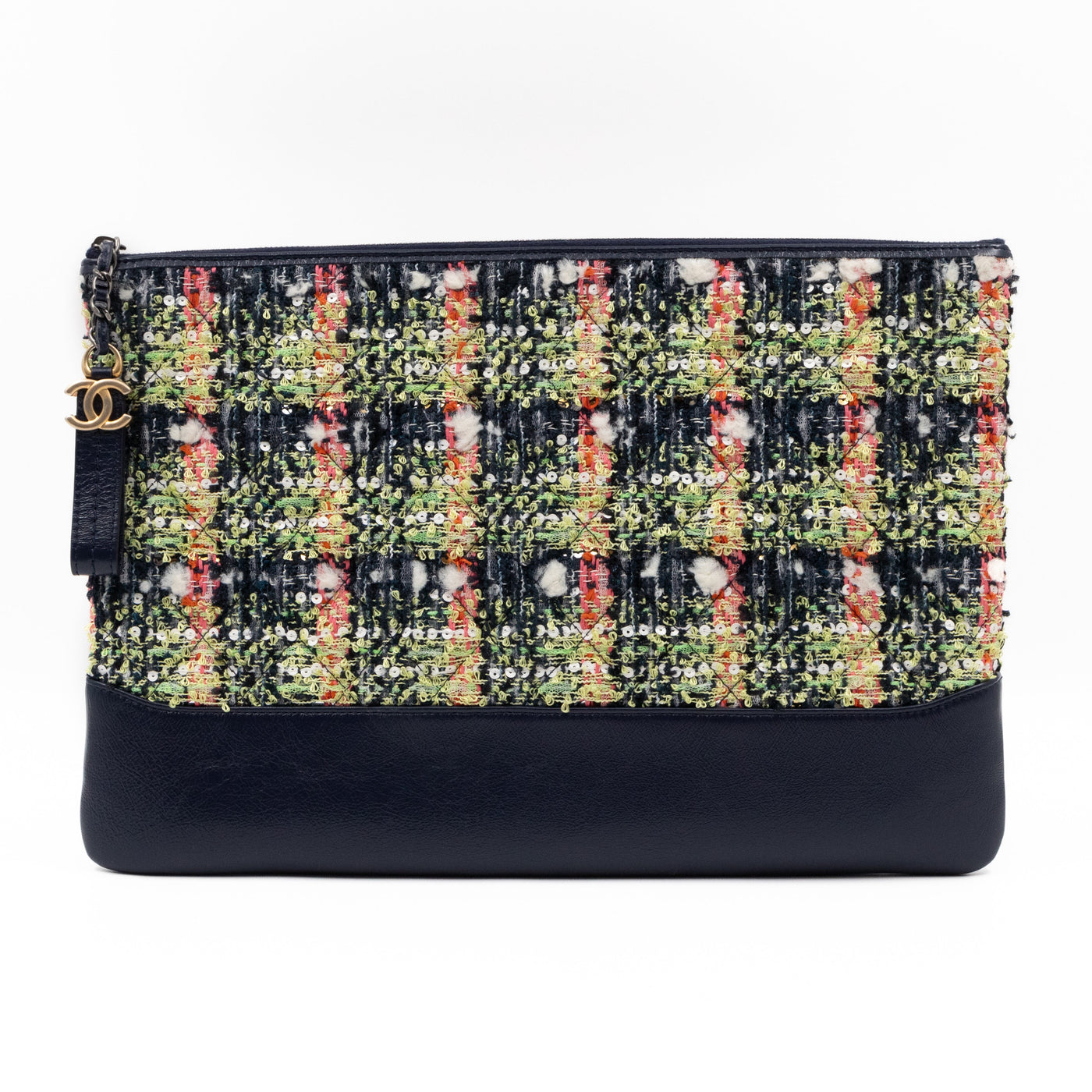 Large Gabrielle O Case Tweed Blue Leather | Studio Nafay