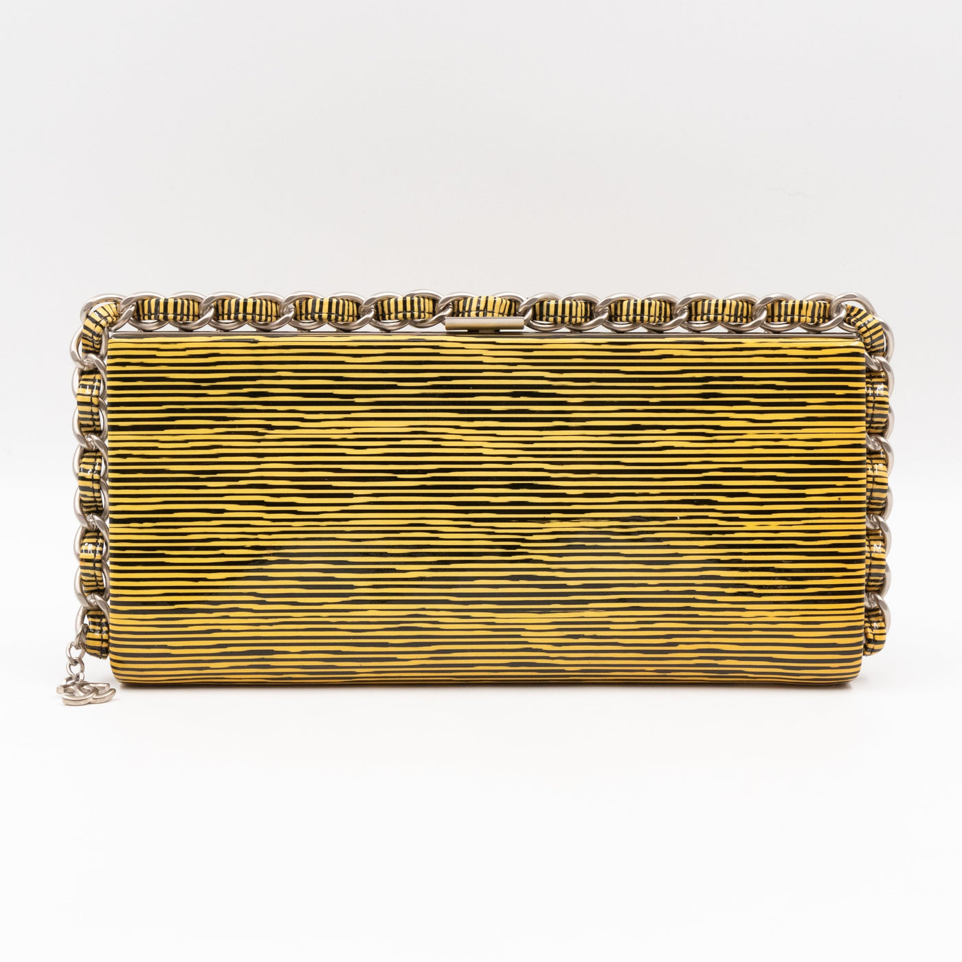 Long Frame Clutch Yellow Striped Patent Leather - Product Image 2